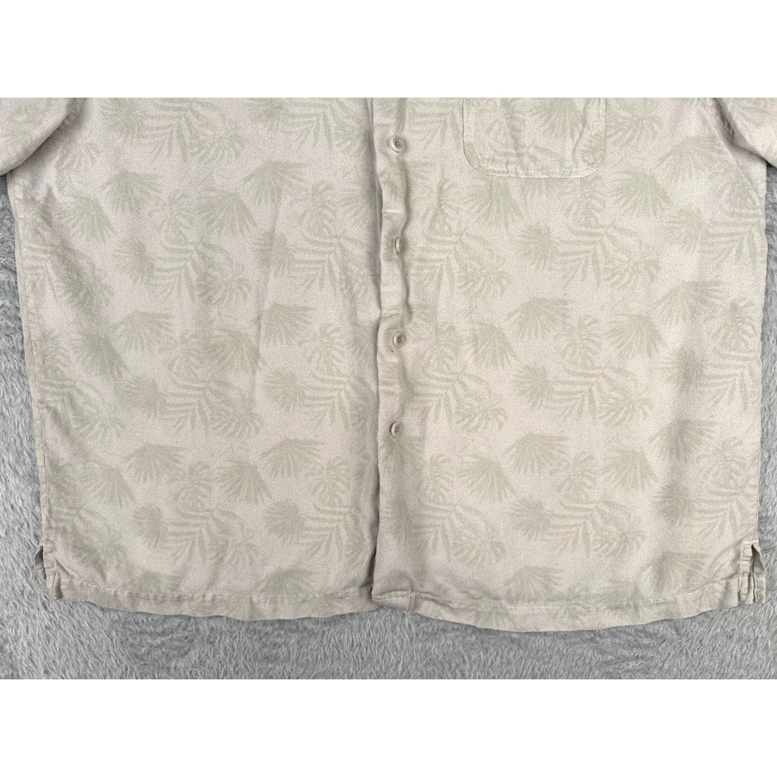 Nat Nast Nat Nast Shirt Mens XL Gray Palm Silk Blend Hawaiian Camp Short Sleeve Button-Up I guess Size US XL / EU 56 / 4 - 7 Thumbnail