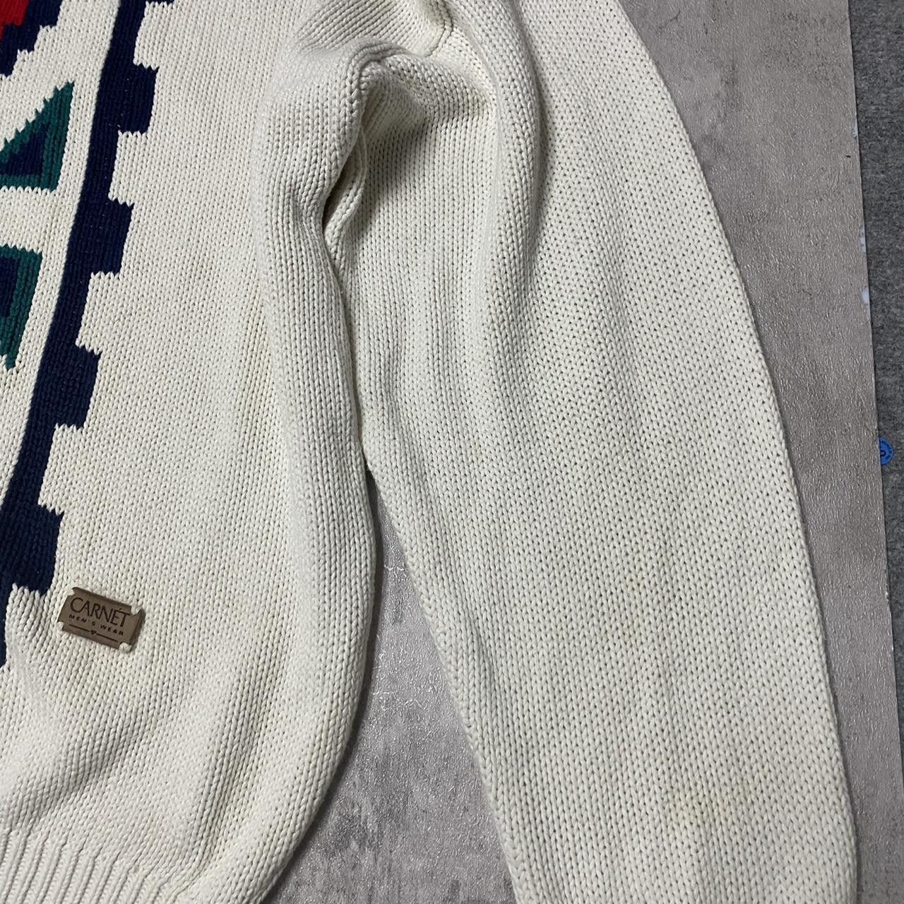 Other Cream and blue vintage 80s knit sweater knit Size US M / EU 48-50 / 2 - 2 Thumbnail