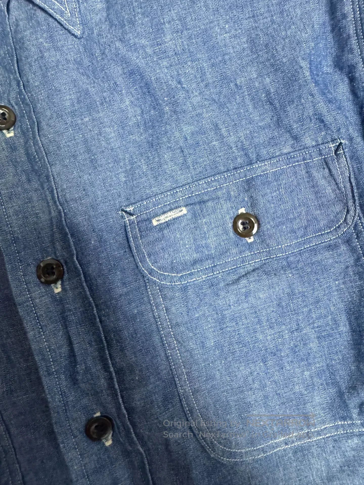 Warehouse Blue Denim Work Shirt for Men. Size US M / EU 48-50 / 2 - 2 Thumbnail