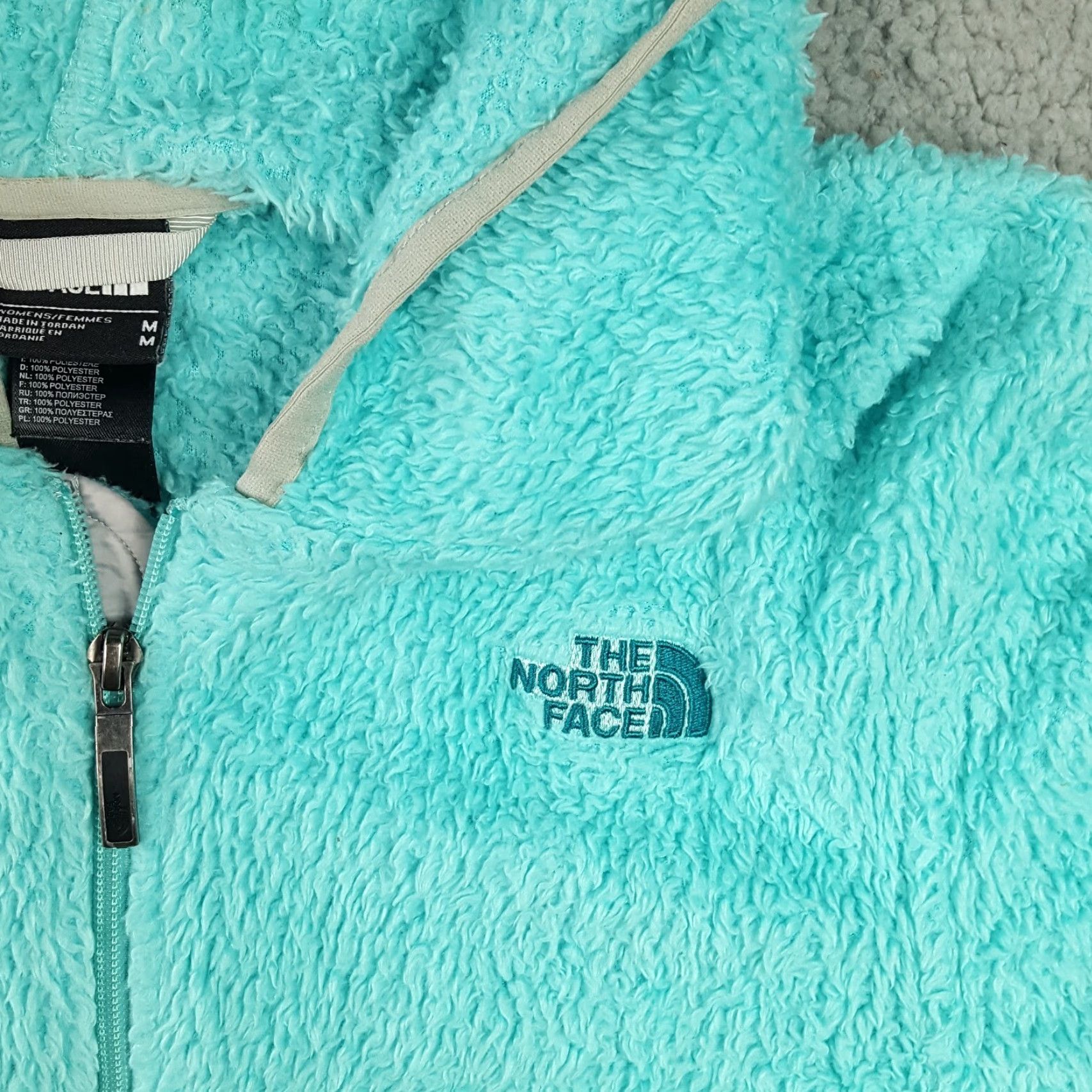 The North Face VINTAGE The North Face Cyan Fleece Pile Sherpa Hooded Women's Medium Zip Up Retro Jacket Size M / US 6-8 / IT 42-44 - 3 Thumbnail