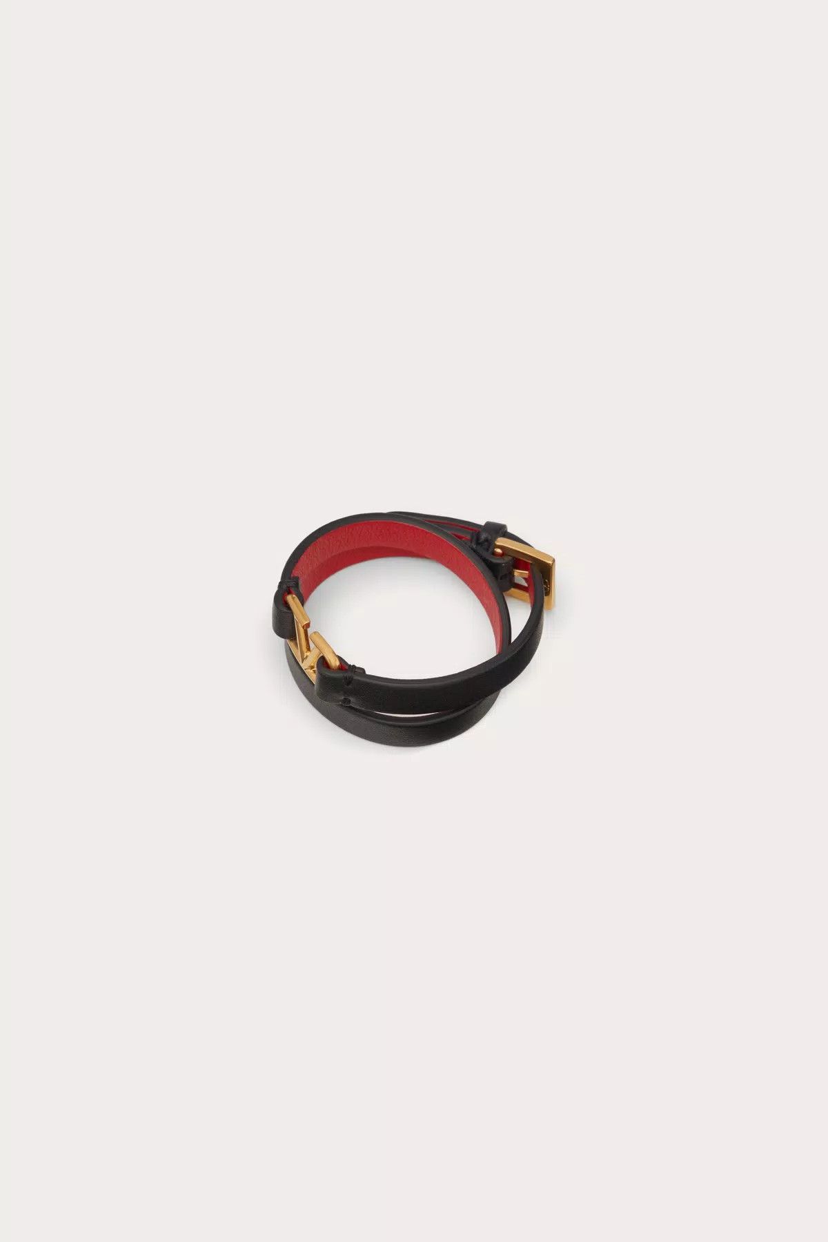 Valentino oc11z0725 Size:OS/Double-Strap Bracelet In Calfskin in Black Size ONE SIZE - 2 Thumbnail