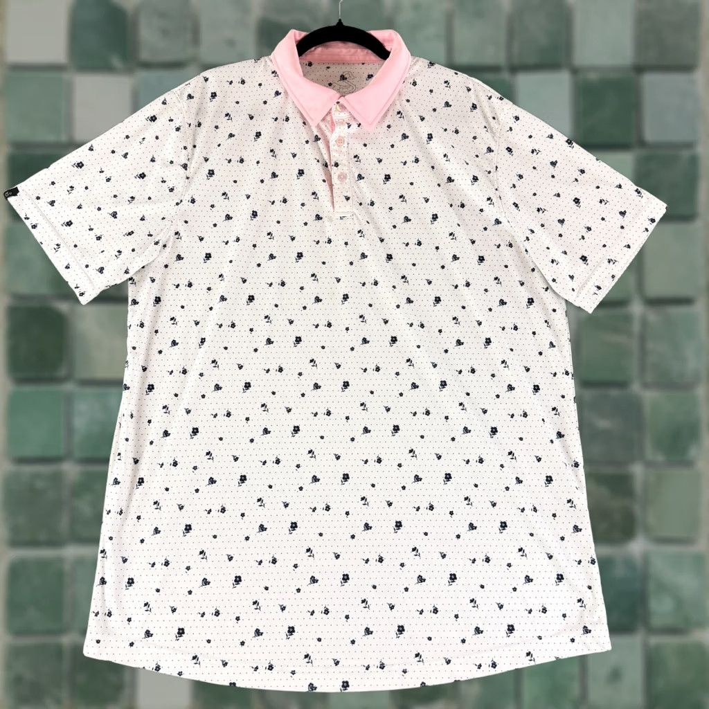 Vintage Swannies Adler Golf Polo Shirt Mens X Large White Floral Performance Casual Size US XL / EU 56 / 4 - 1 Thumbnail