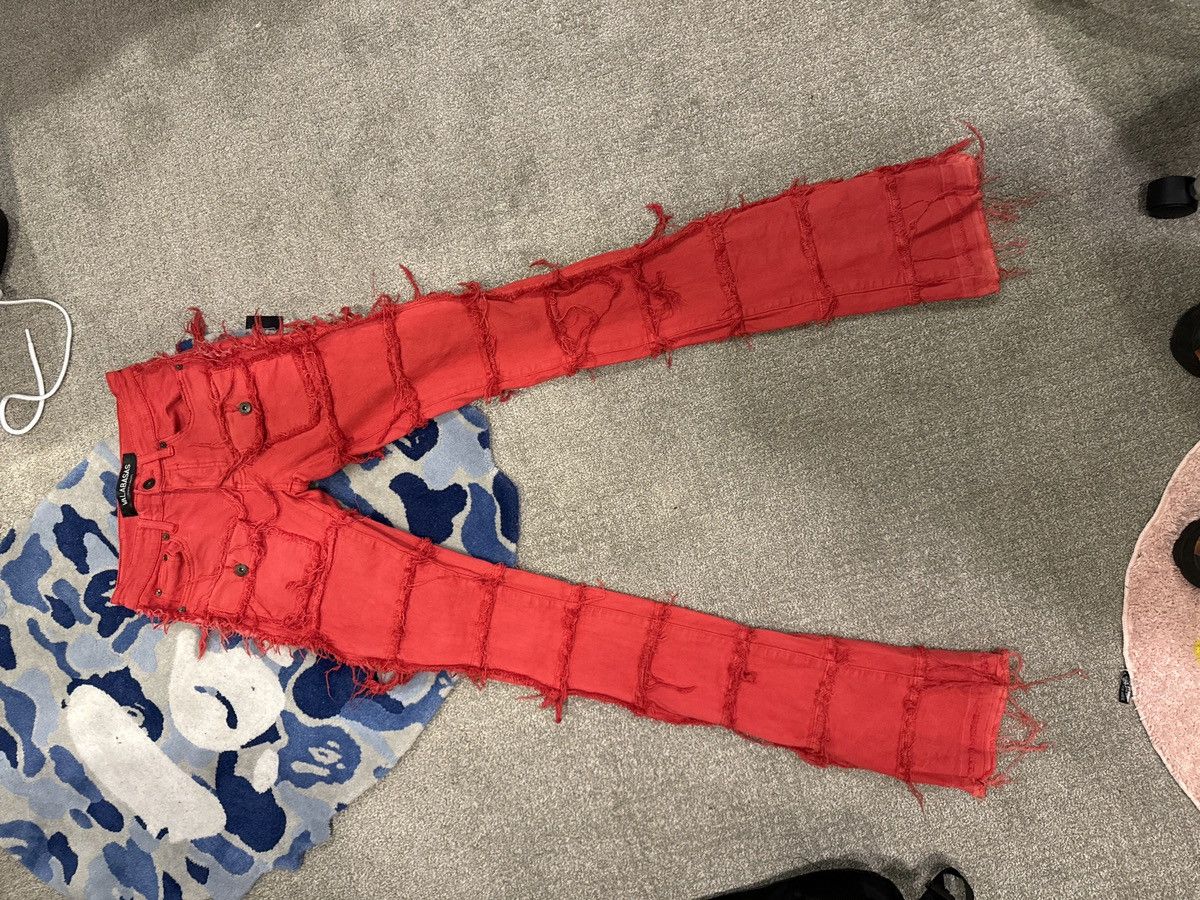 Vintage Red Stacked distressed joggers Size US 29 - 2 Thumbnail