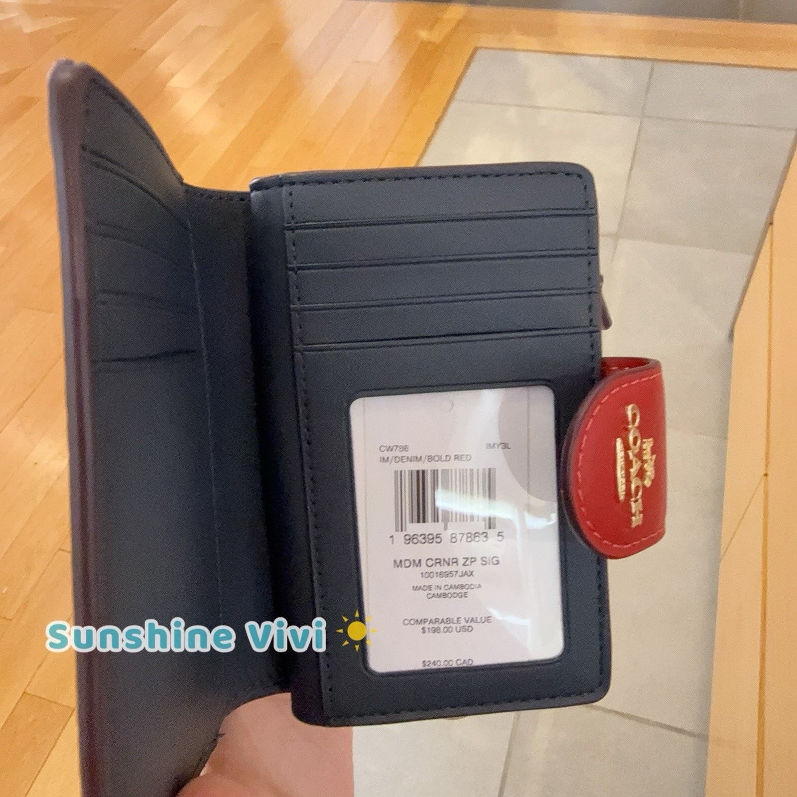 Coach NWT Coach Medium Corner Zip Wallet CW786 Denim/Bold Red Size ONE SIZE - 3 Thumbnail