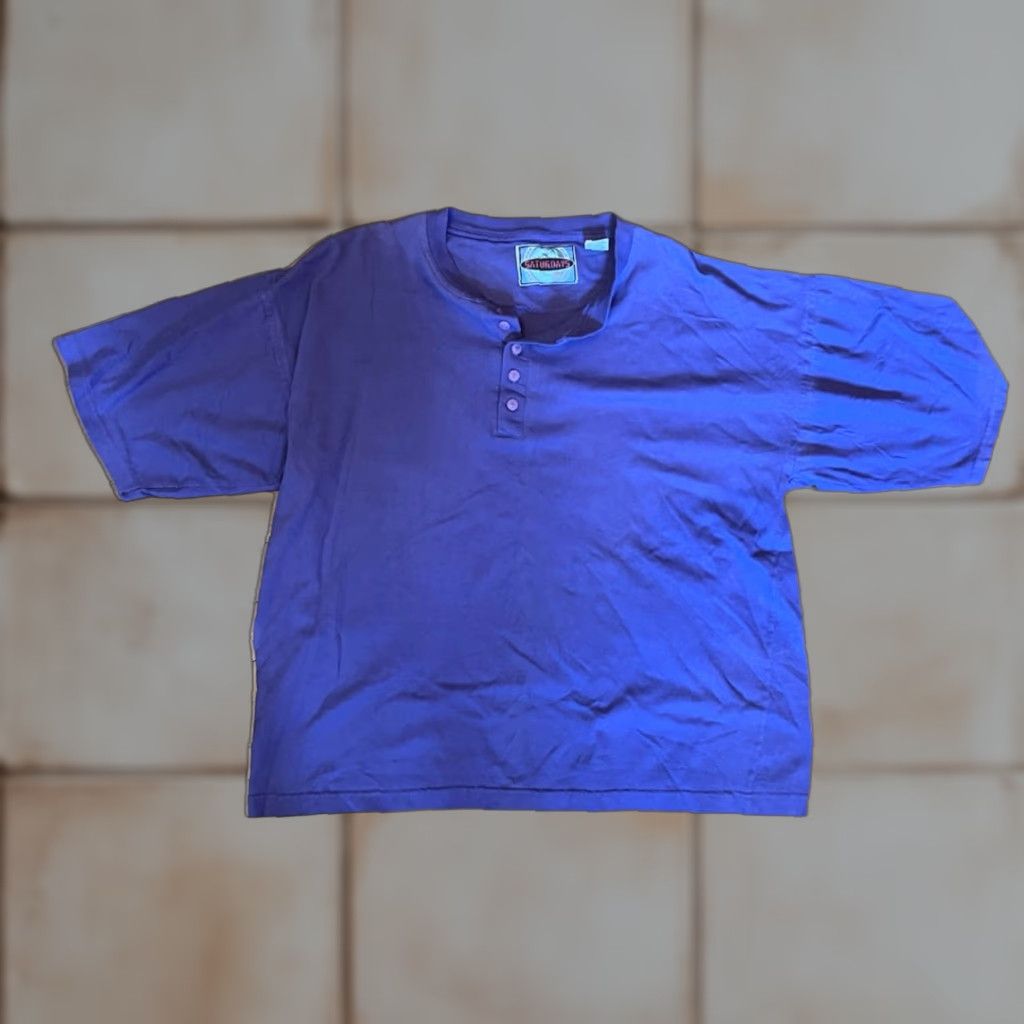 Saturdays NYC VINTAGE Saturdays Henley Shirt Men’s L Purple 90s Short Sleeve Button Up Size US L / EU 52-54 / 3 - 1 Thumbnail