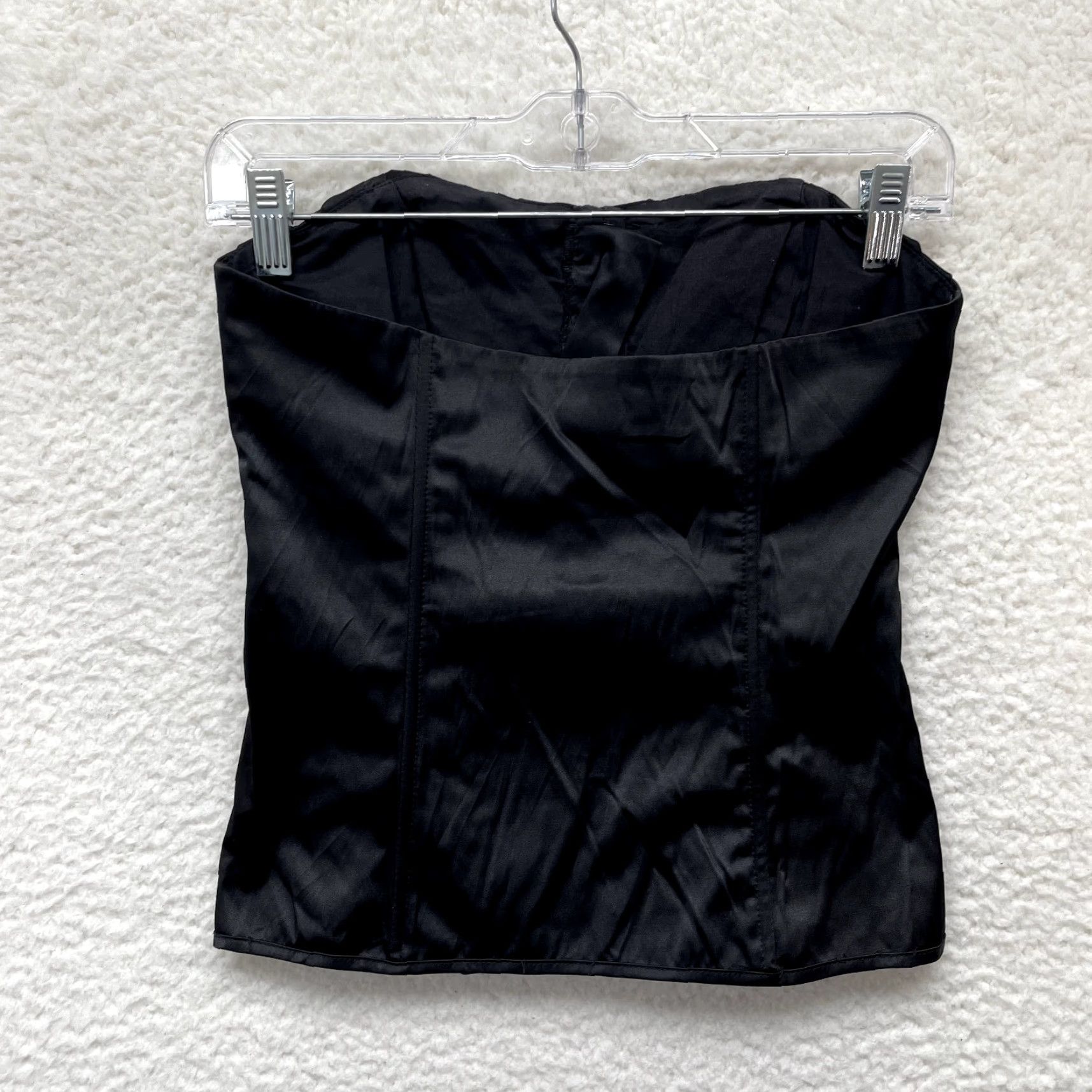 Vintage VINTAGE Y2K Corset Bustier Top Black Satin Small Goth Whimsigoth Boho Fairy Charlotte Russe Shirt Womens Size S / US 4 / IT 40 - 2 Thumbnail
