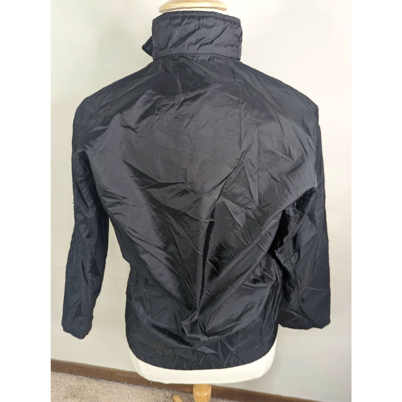 Nike VINTAGE Nike Windbreaker Jacket Womens Large Black Tag 90s 00s Nylon Zip Geometric Logo Jacket Women L Black Nylon Windbreaker Size L / US 10 / IT 46 - 3 Thumbnail
