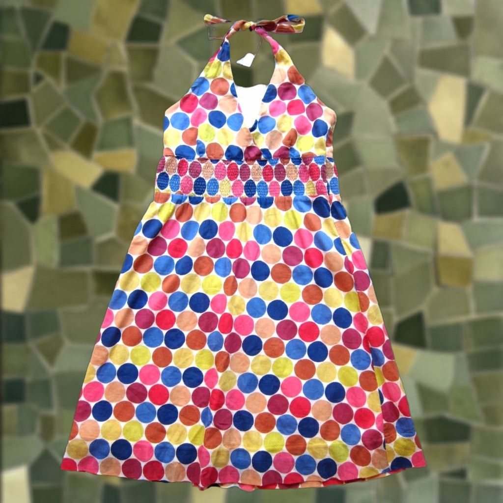 Vintage Maeve Anthropologie Cotton Pink Blue Yellow Polka Dot Halter Tank Dress 4 Size S / US 4 / IT 40 - 1 Thumbnail