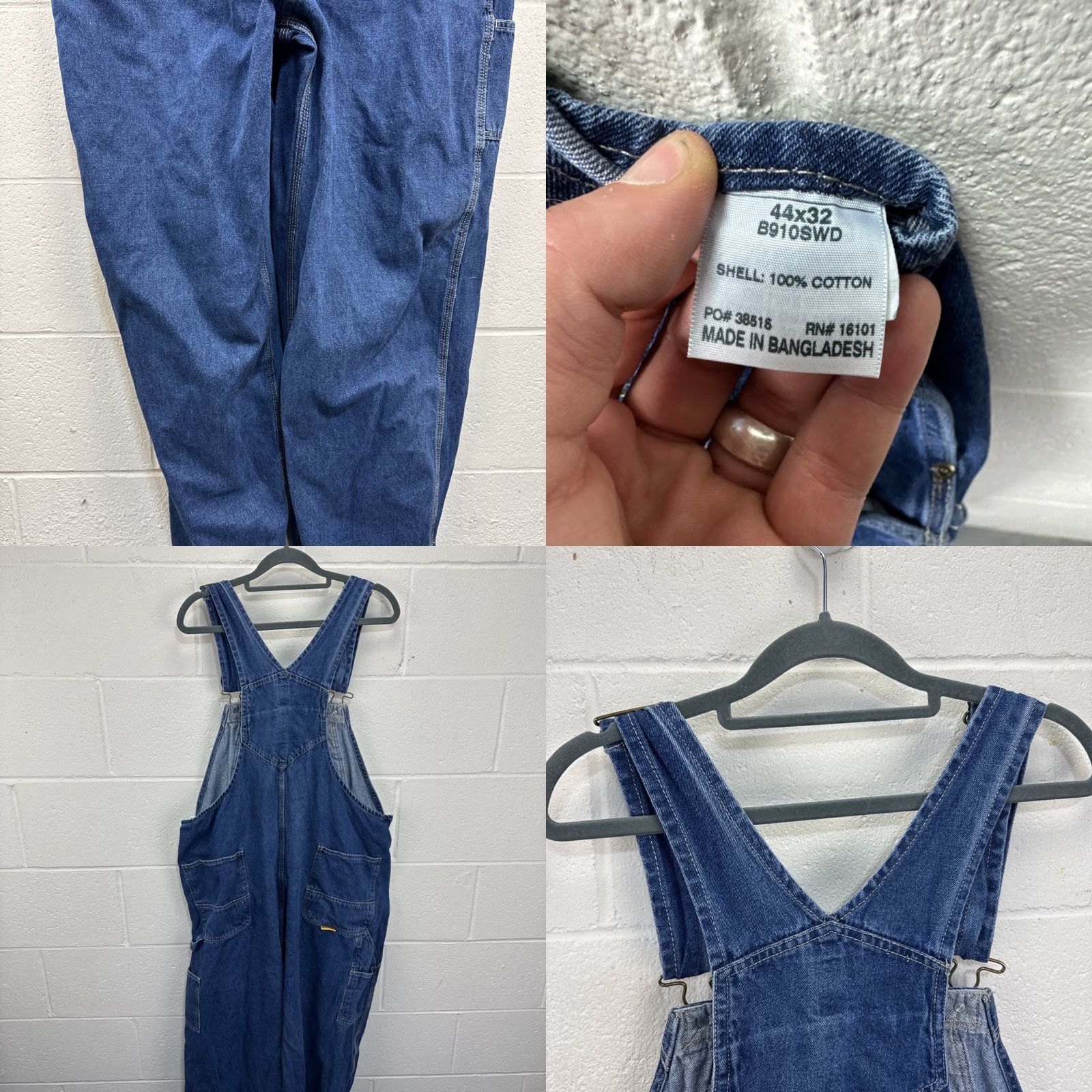 Vintage Berne Denim Carpenter Bib Overalls Men Blue Denim 44x32 Zip Button Cargo Pocket Regular Size 44 Inseam 32 Mid Rise Straight Jeans Workwear Vintage: No Size US 44 / EU 60 - 8 Thumbnail
