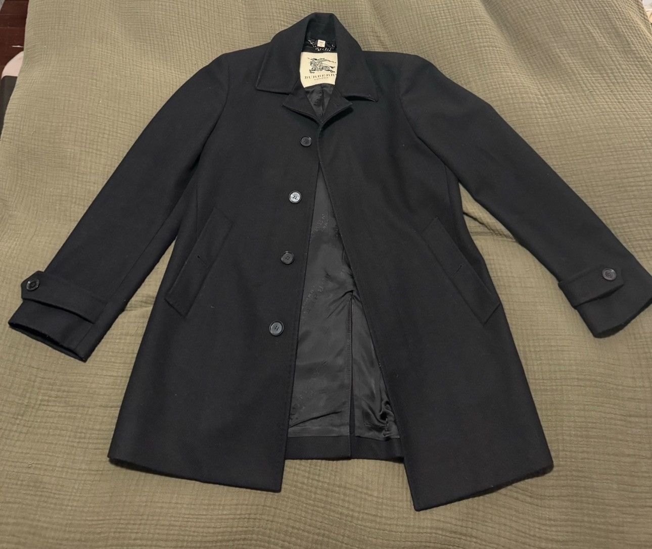 image of Burberry Wool Peacoat in Black, Men's (Size Medium)
