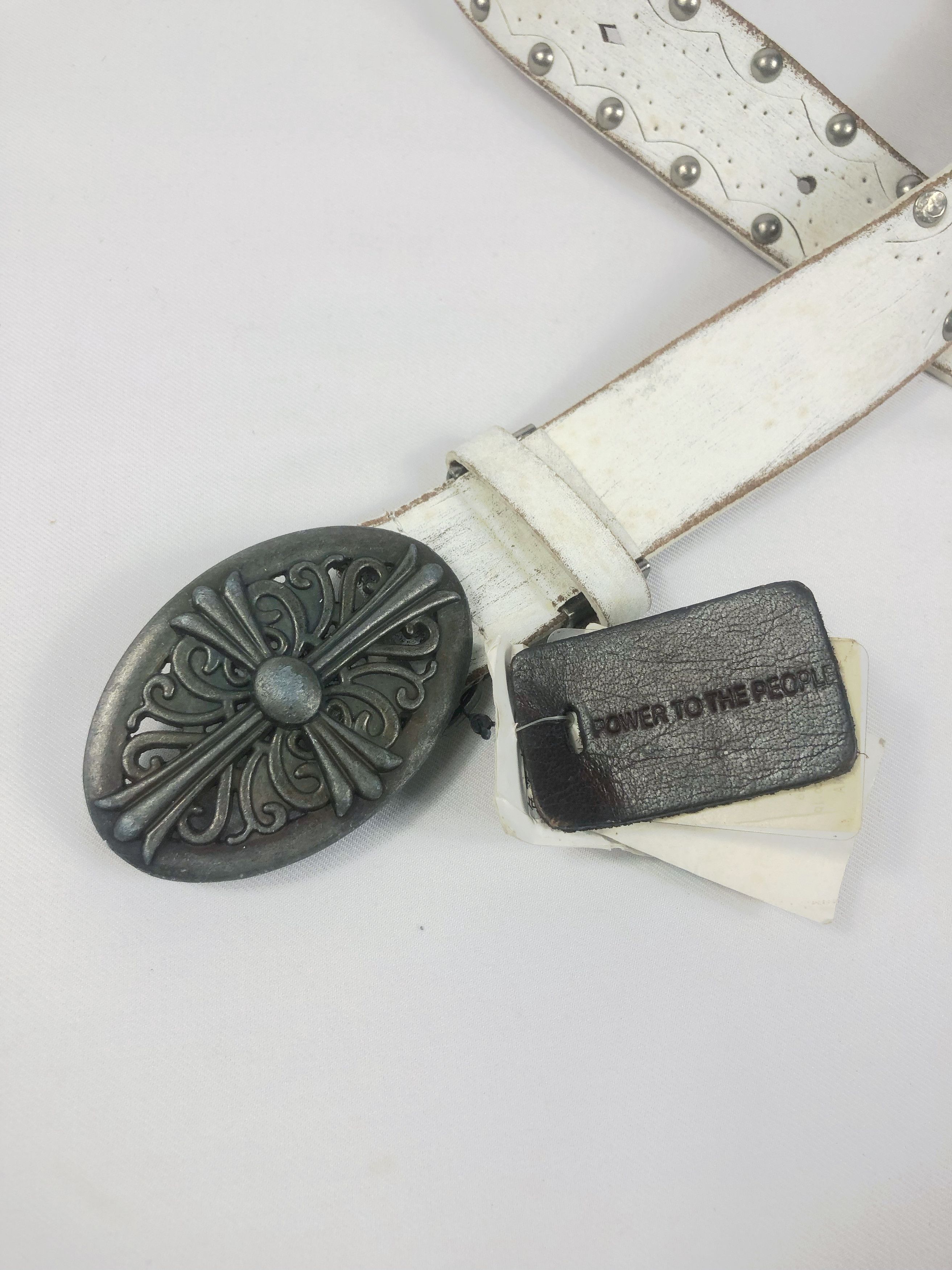 Japanese Brand Vintage NOS Power To The People Studded Punk Leather Belt Size ONE SIZE - 10 Thumbnail
