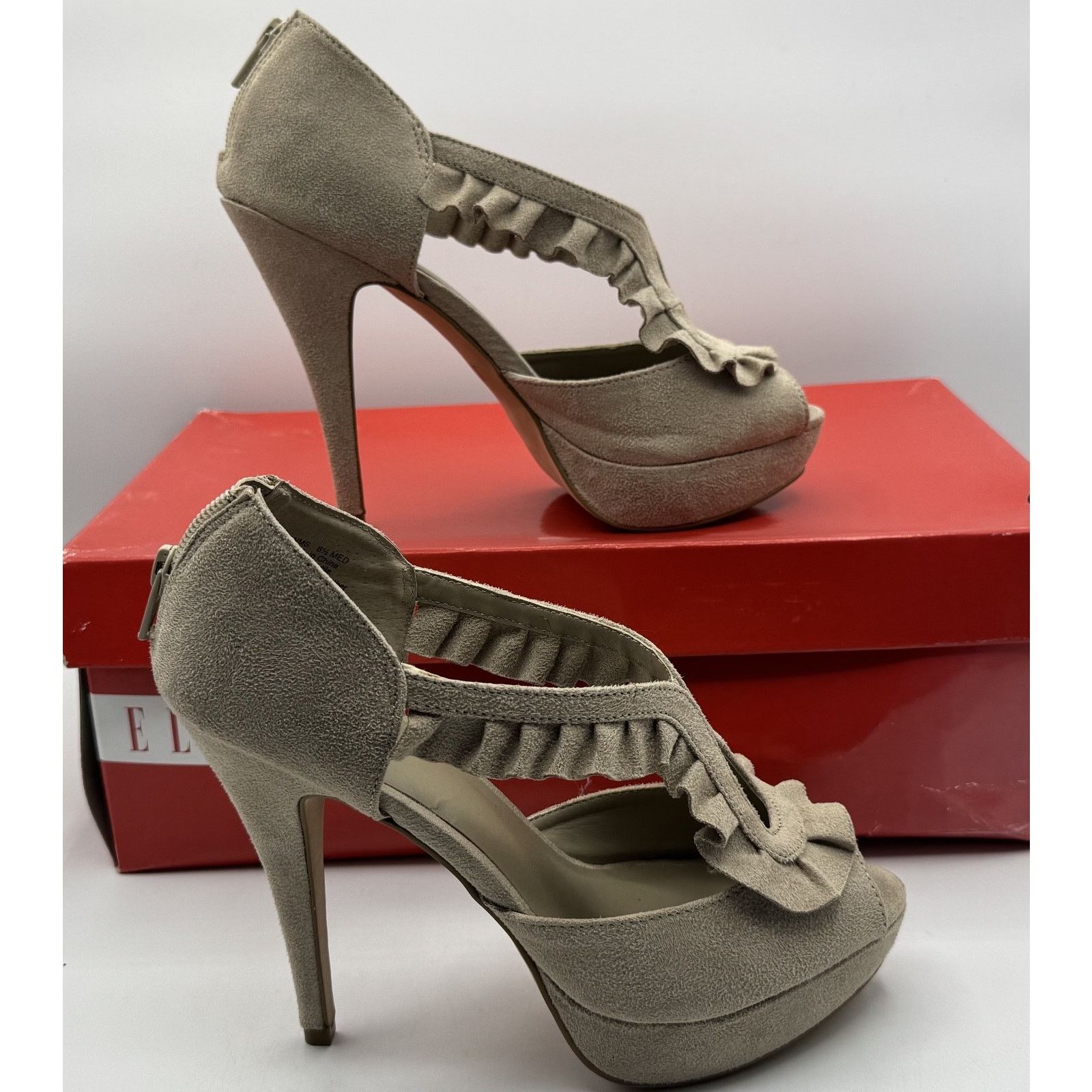 Other Elle Woman's Ruffled Dress Heels Elenchanttan Size 6.5 Size US 6.5 / IT 36.5 - 1 Thumbnail