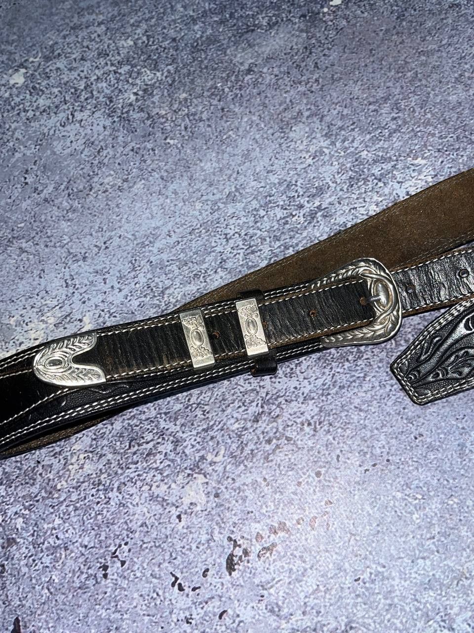 Vintage Vintage Western Barocco Cowboy Cowgirl buckle Leather belt Size ONE SIZE - 5 Thumbnail