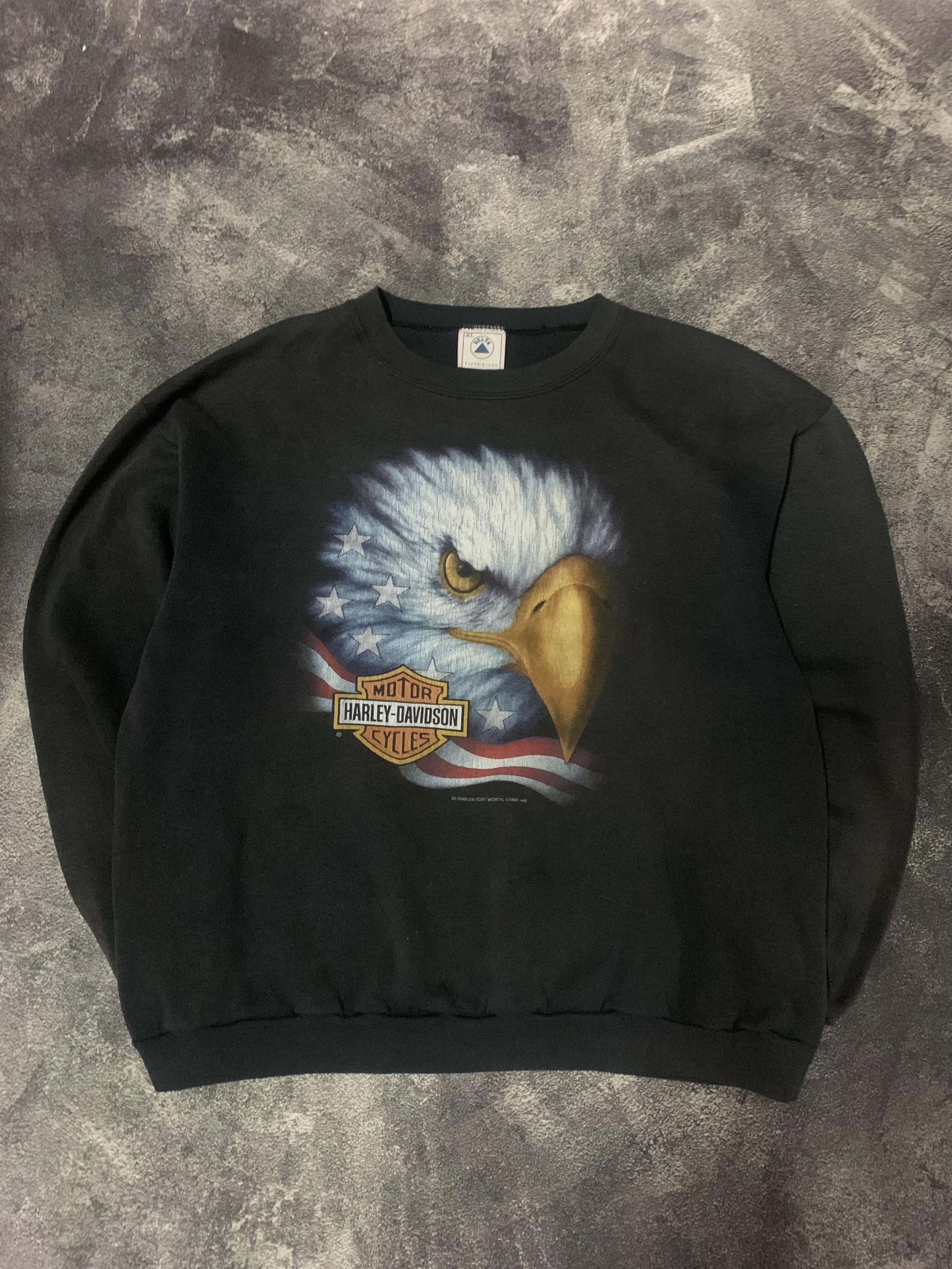 Harley Davidson 💎 Vintage 3D Emblem 1992 Harley Davidson Sweatshirts Size US XL / EU 56 / 4 - 2 Thumbnail