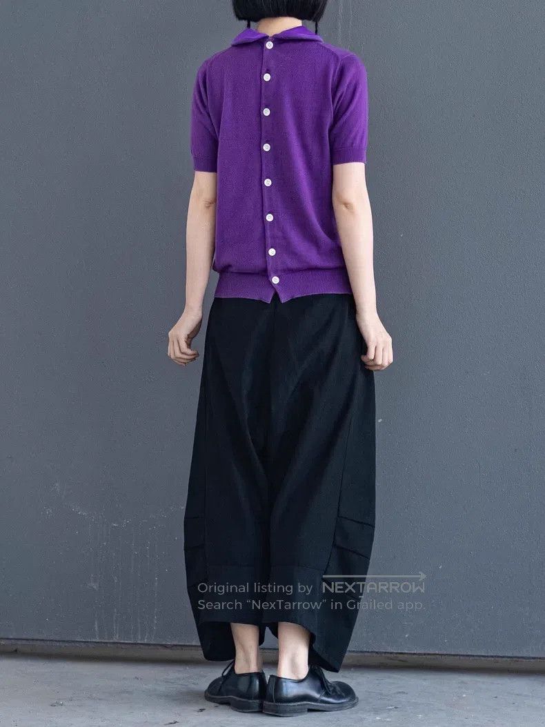 Comme des Garcons Comme Des Garcons Purple floral round neck knitted sweater Size S / US 4 / IT 40 - 2 Thumbnail