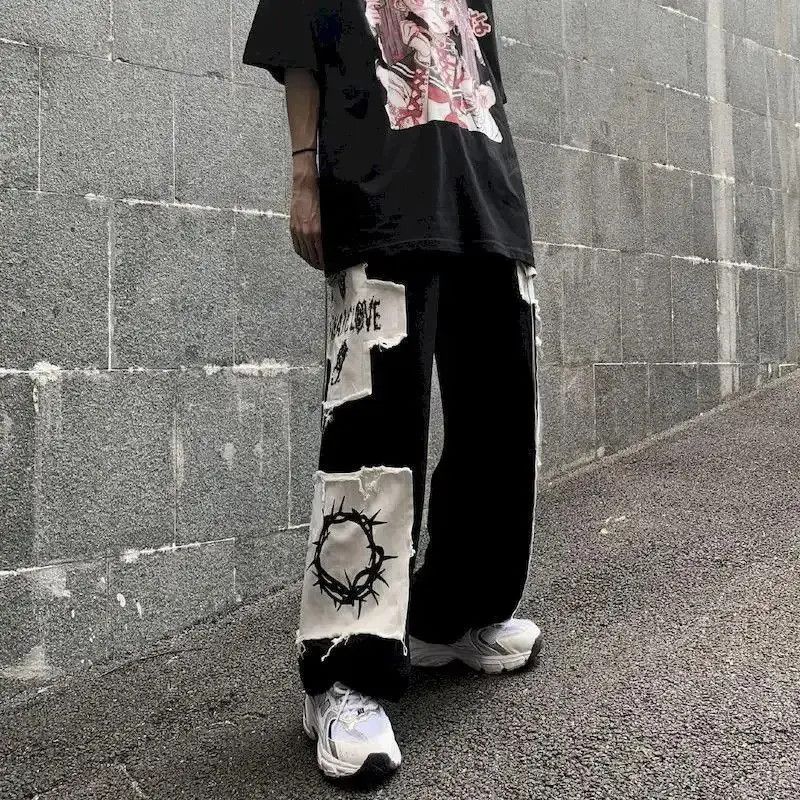 Japanese Brand Gothic Punk Cargo Pants Anime Patch Pants Size US 32 / EU 48 - 5 Thumbnail