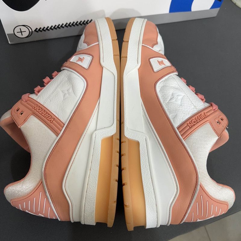 Louis Vuitton Louis Vuitton Trainer Leather Sneakers in Peach Pink -2508 Size US 9.5 / EU 42-43 - 5 Thumbnail