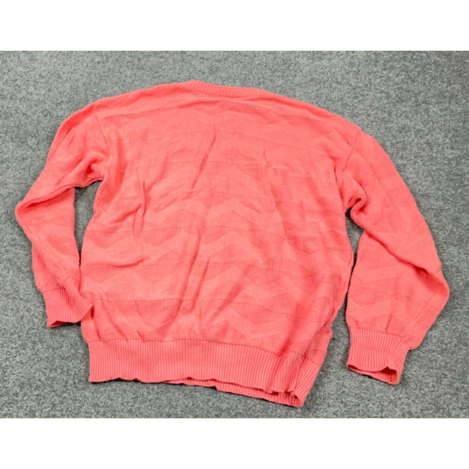Vintage VTG Boundary Waters Sweater Crew Neck Long Sleeve Cotton Pink 90s Textured Chevron Pattern Mens Large Size US L / EU 52-54 / 3 - 2 Thumbnail