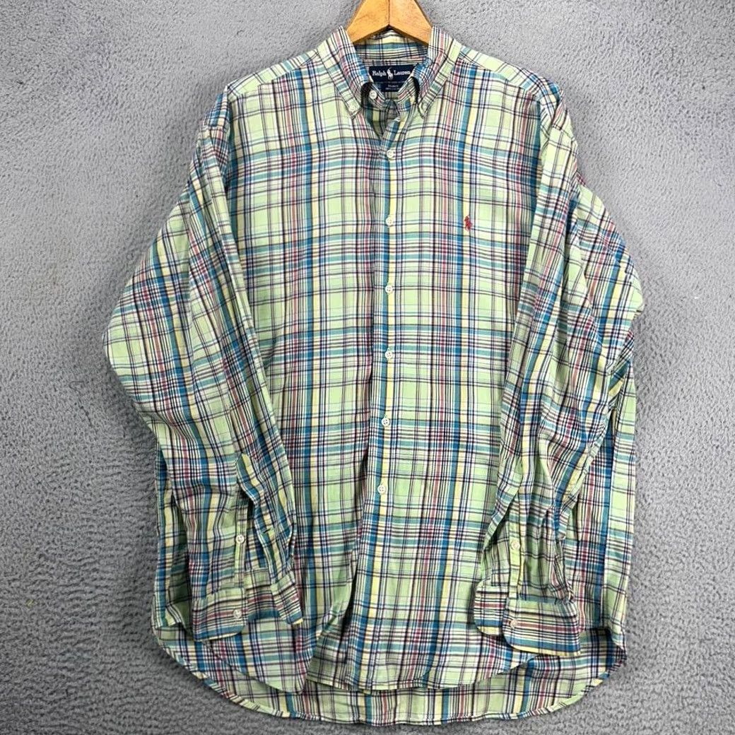 Ralph Lauren VINTAGE Ralph Lauren Blake Button-Down Shirt Mens Large Green Multi Plaid Pony Size US L / EU 52-54 / 3 - 4 Thumbnail