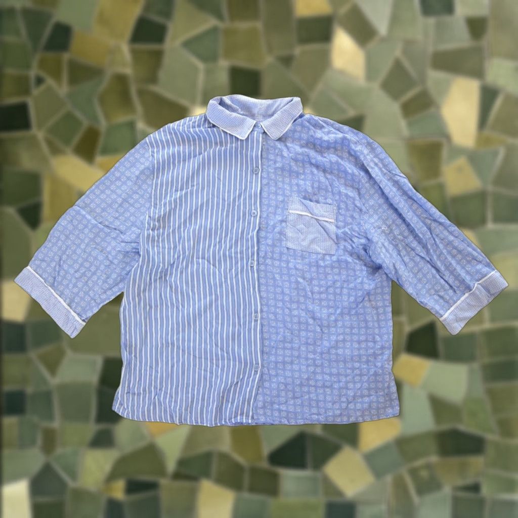 DKNY Vtg DKNY 100% Rayon Purple White Stripe Button Down Collared Pajama Shirt Large Size L / US 10 / IT 46 - 1 Thumbnail