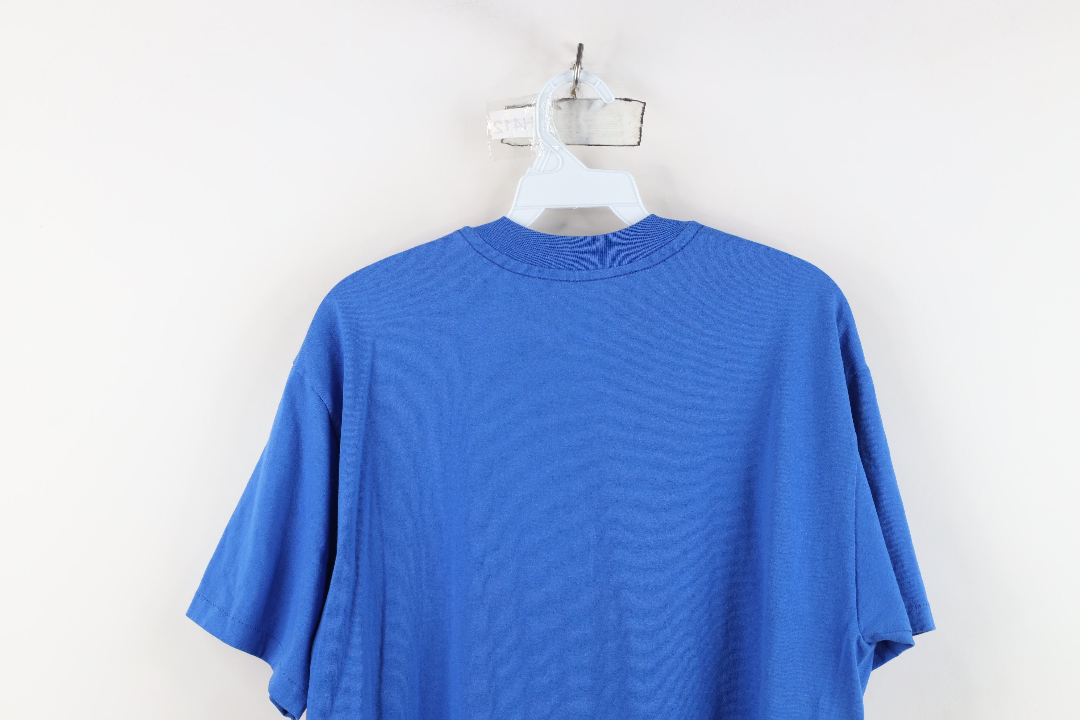 Hanes Vintage 90s Hanes Heavyweight Short Sleeve T-Shirt Blue USA Size US L / EU 52-54 / 3 - 11 Thumbnail