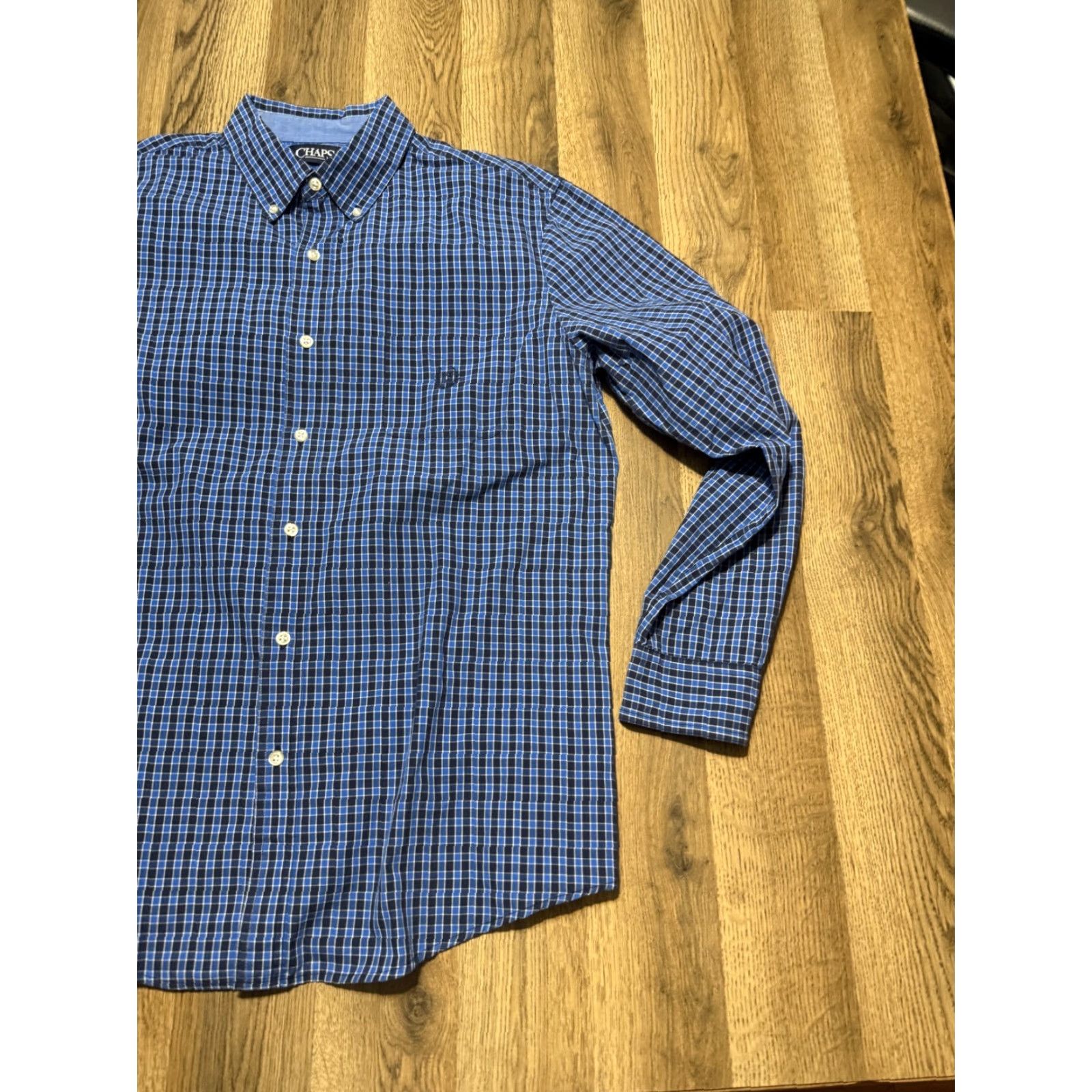 Chaps CHAPS Shirt Men's Large Blue White Black Plaid Long Sleeve Button Down Shirt Size US L / EU 52-54 / 3 - 4 Thumbnail