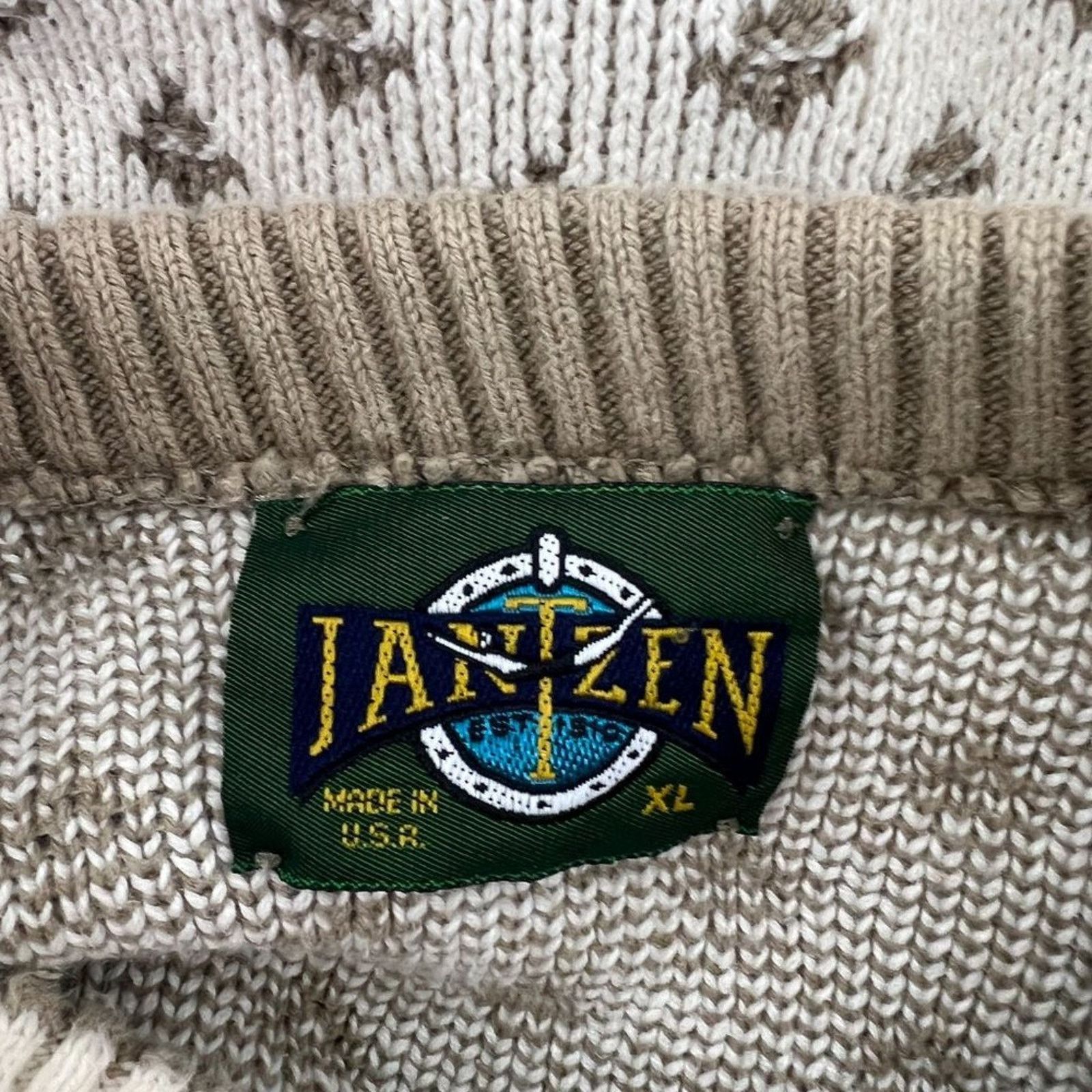Jantzen Vintage Jantzen Cream and Taupe Pullover Sweater Xlarge Size XL / US 12-14 / IT 48-50 - 3 Thumbnail