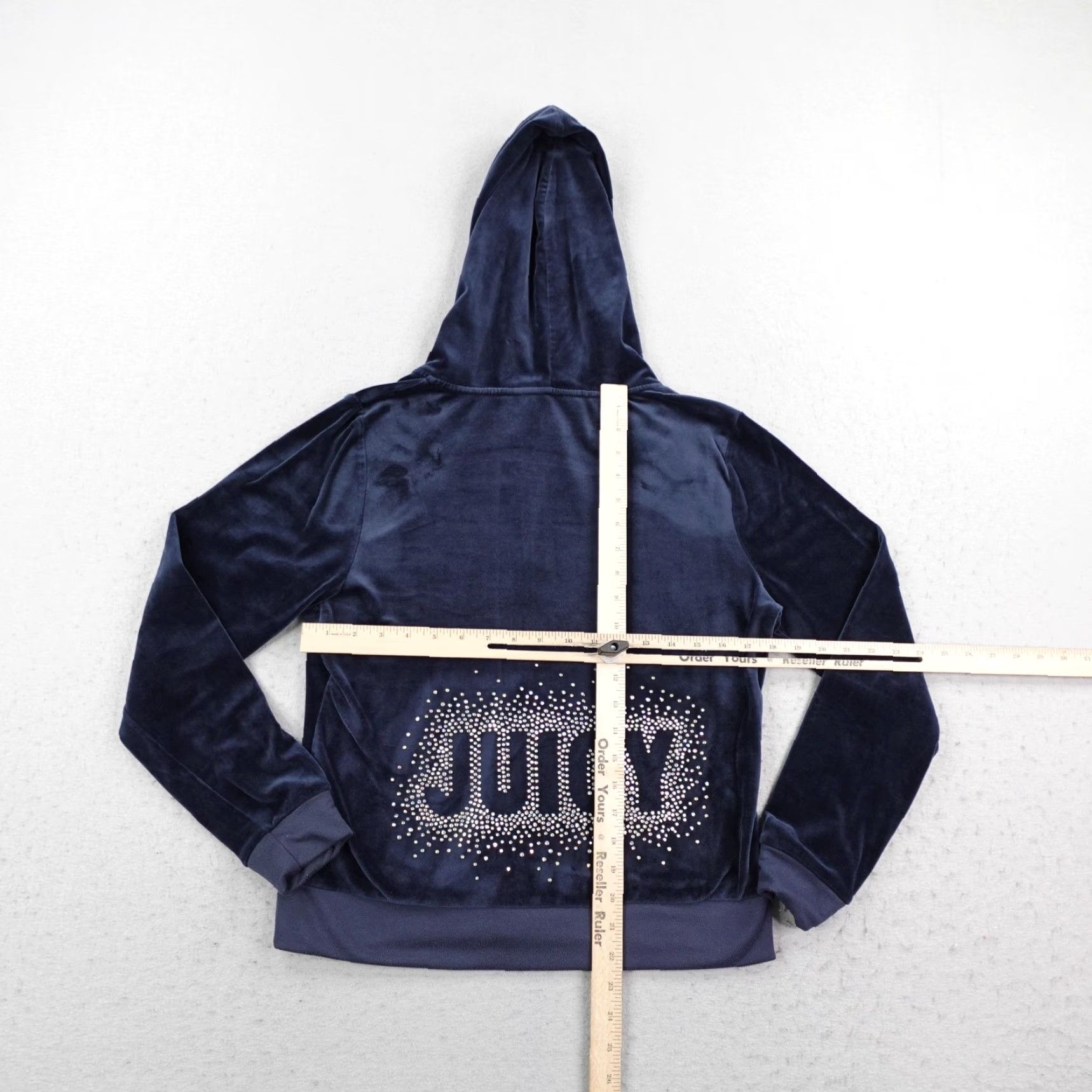 Juicy Couture Juicy Couture Hoodie Womens M Blue Velour Rhinestone Track Sweat Suit Top Size M / US 6-8 / IT 42-44 - 7 Thumbnail