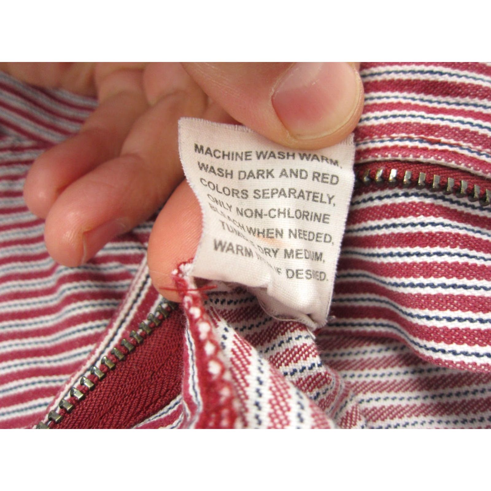 Lee VINTAGE Lee Pants Womens 14 Red Striped Cropped Riveted Talon Zip 80s Drawstring Size 36" / US 14 / IT 50 - 6 Thumbnail