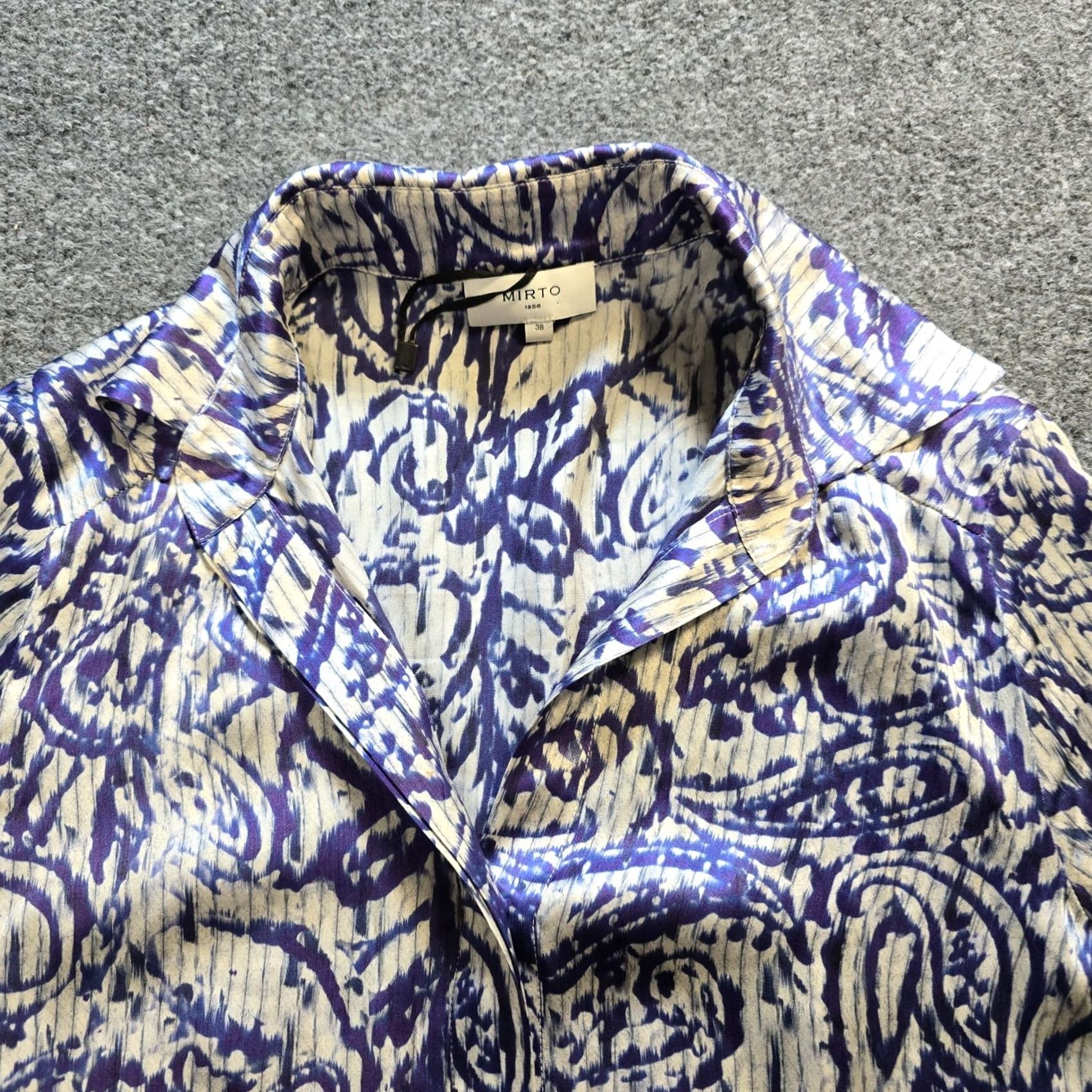 Vintage Mirto Top Womens Size 38 Blue Silk Paisley Spain Luxury Maximalist Career Spain Size XS / US 0-2 / IT 36-38 - 2 Thumbnail