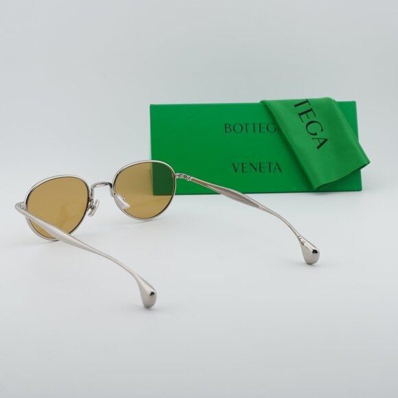 Bottega Veneta Bottega Veneta BV1396S 001 Sunglasses Silver Round Frame Size ONE SIZE - 9 Thumbnail