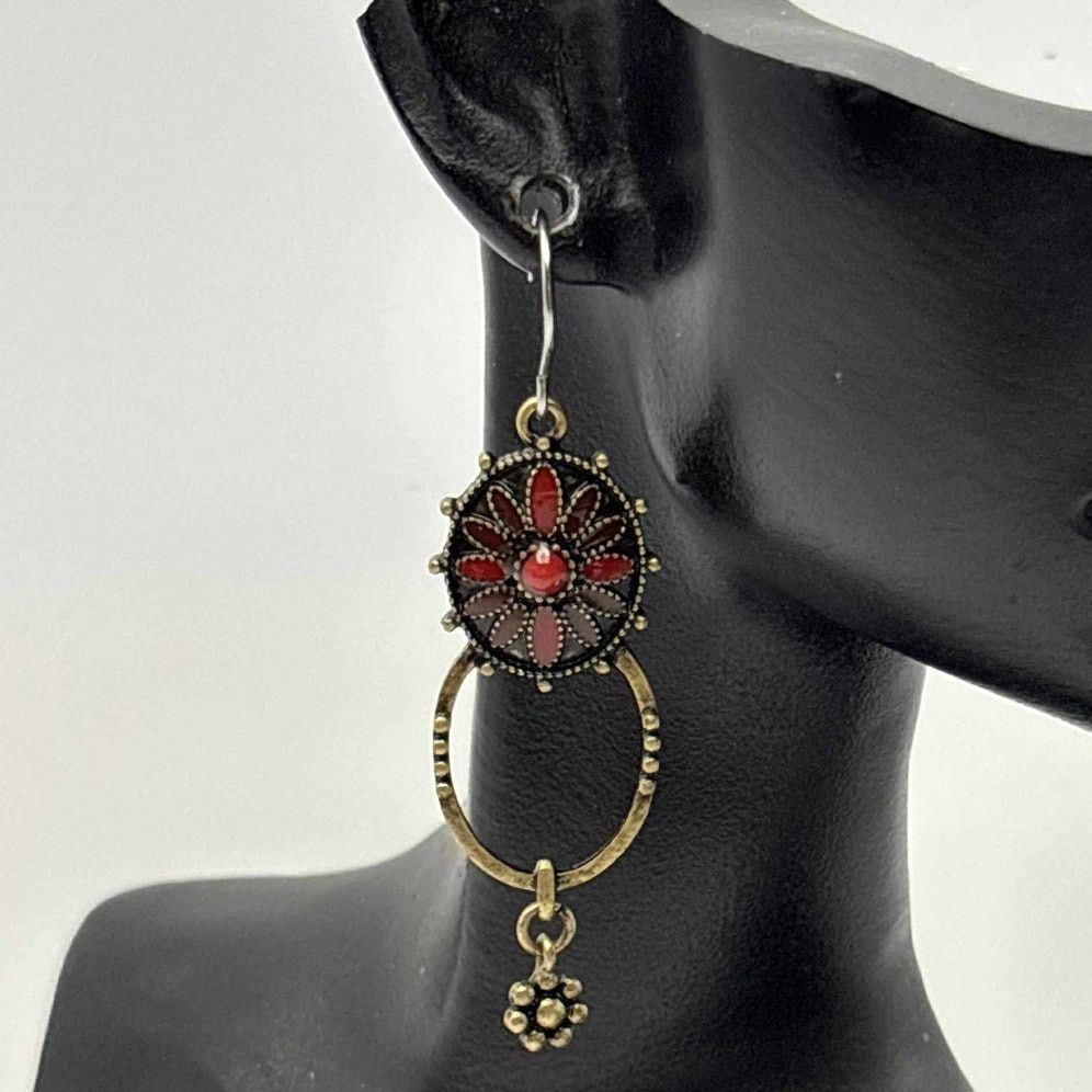 Other Gold & Red Floral Earrings Size ONE SIZE - 1 Thumbnail