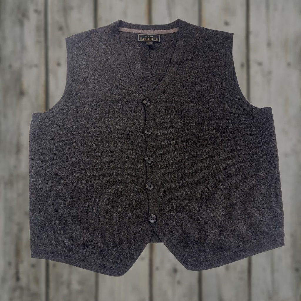 Jos. A. Bank Jos. A. Bank Vest Sweater L Brown Merino Wool Blend Button V-Neck Men Size US L / EU 52-54 / 3 - 1 Thumbnail