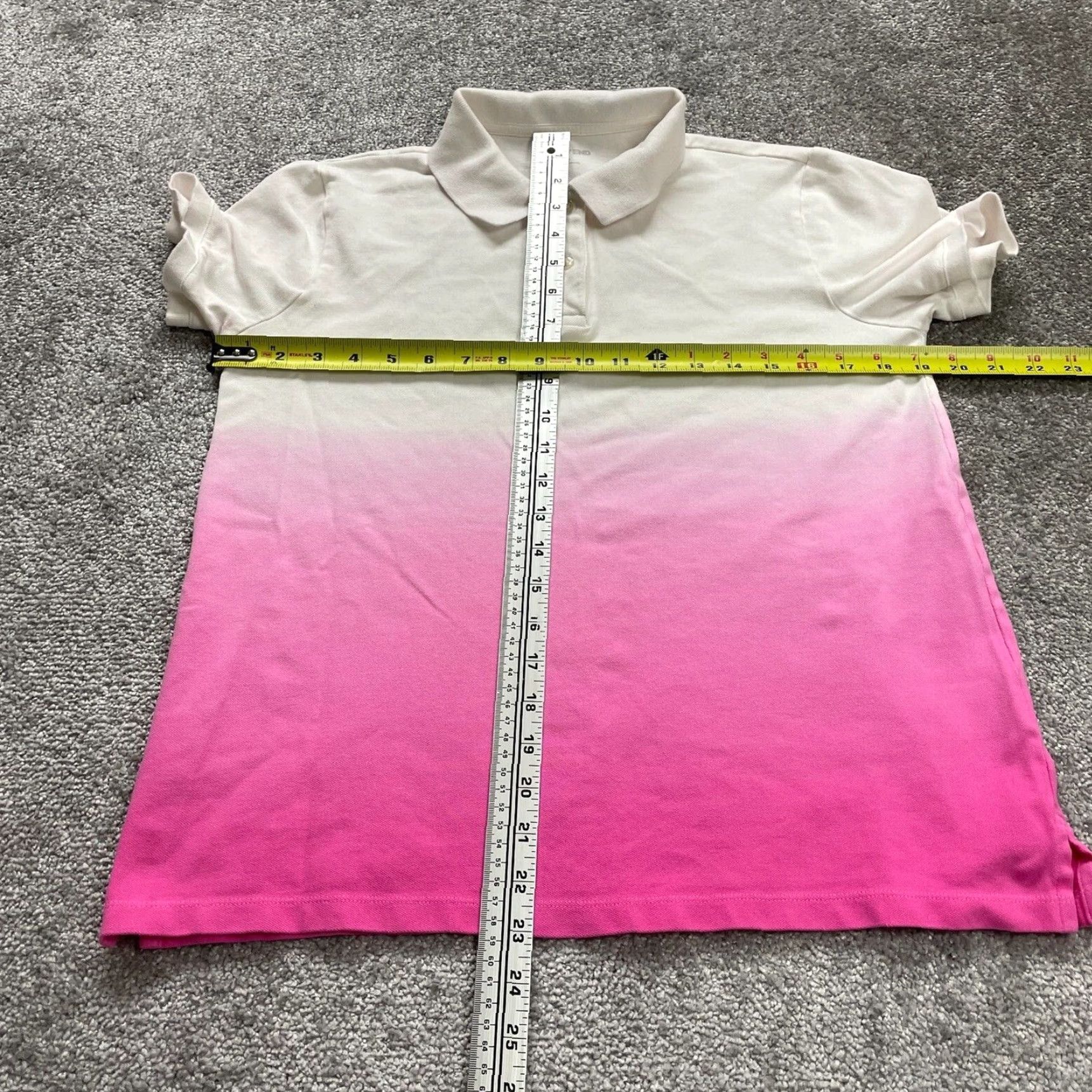 Lands' End Lands' End Polo Shirt Womens Small Pink Ombre Short Sleeve Collared Casual Shirt Size S Women Size S / US 4 / IT 40 - 6 Thumbnail