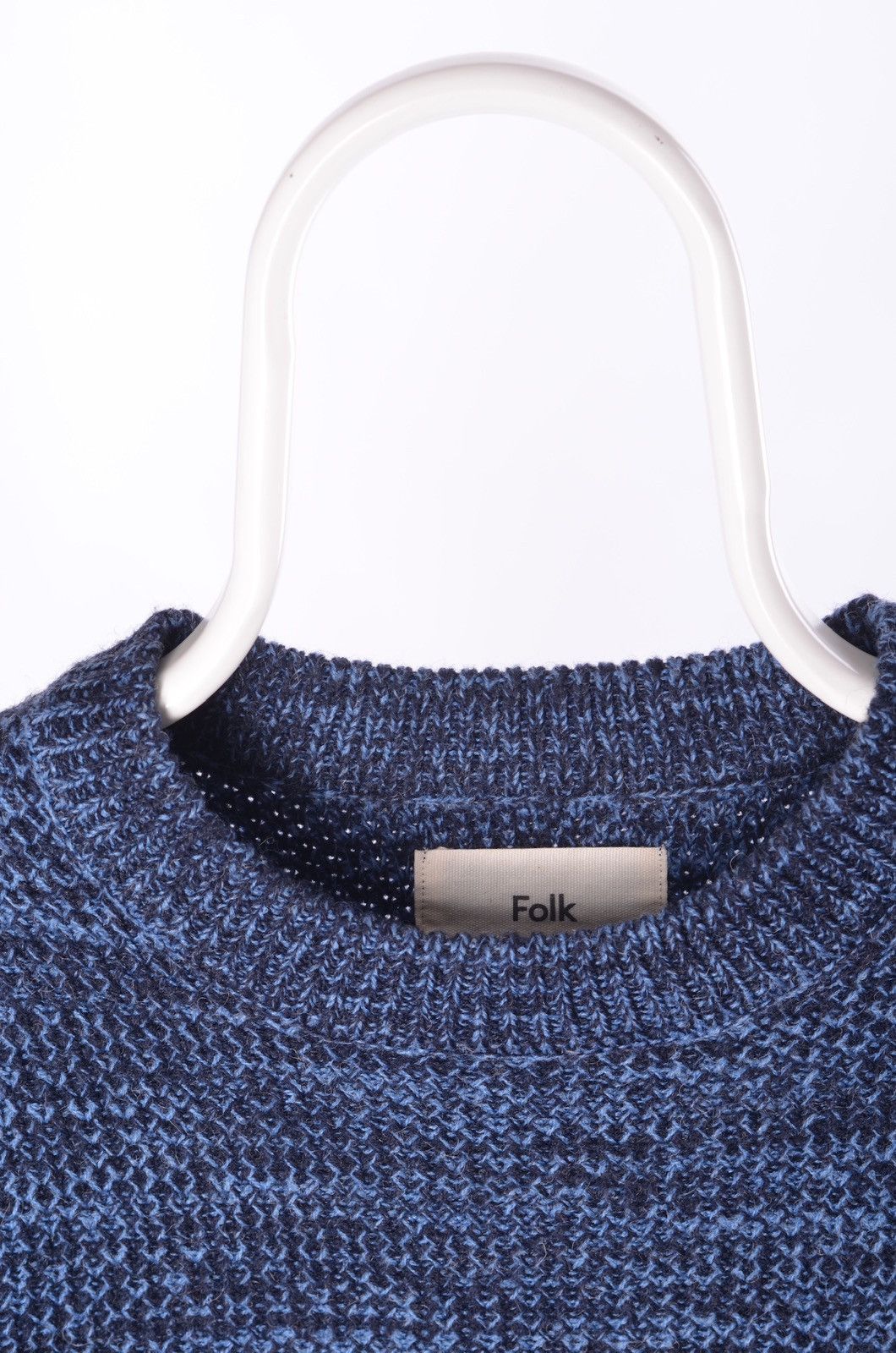 Folk Folk Design Crew Chek Knit Sweater Blue Acrylic Wool Size US L / EU 52-54 / 3 - 2 Thumbnail