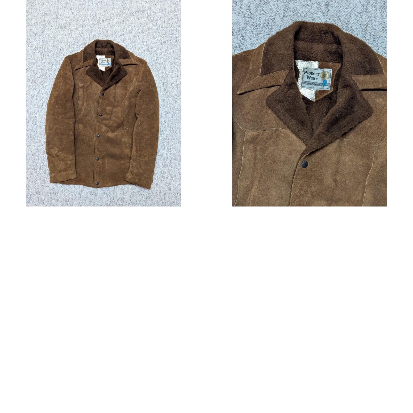 Vintage VINTAGE Pioneer Wear coat Western jacket Mens 40 Brown Cowhide Split-Suede USA Made Rancher Long Tall Sherpa Cowboy Midwest 40 Size US M / EU 48-50 / 2 - 8 Thumbnail