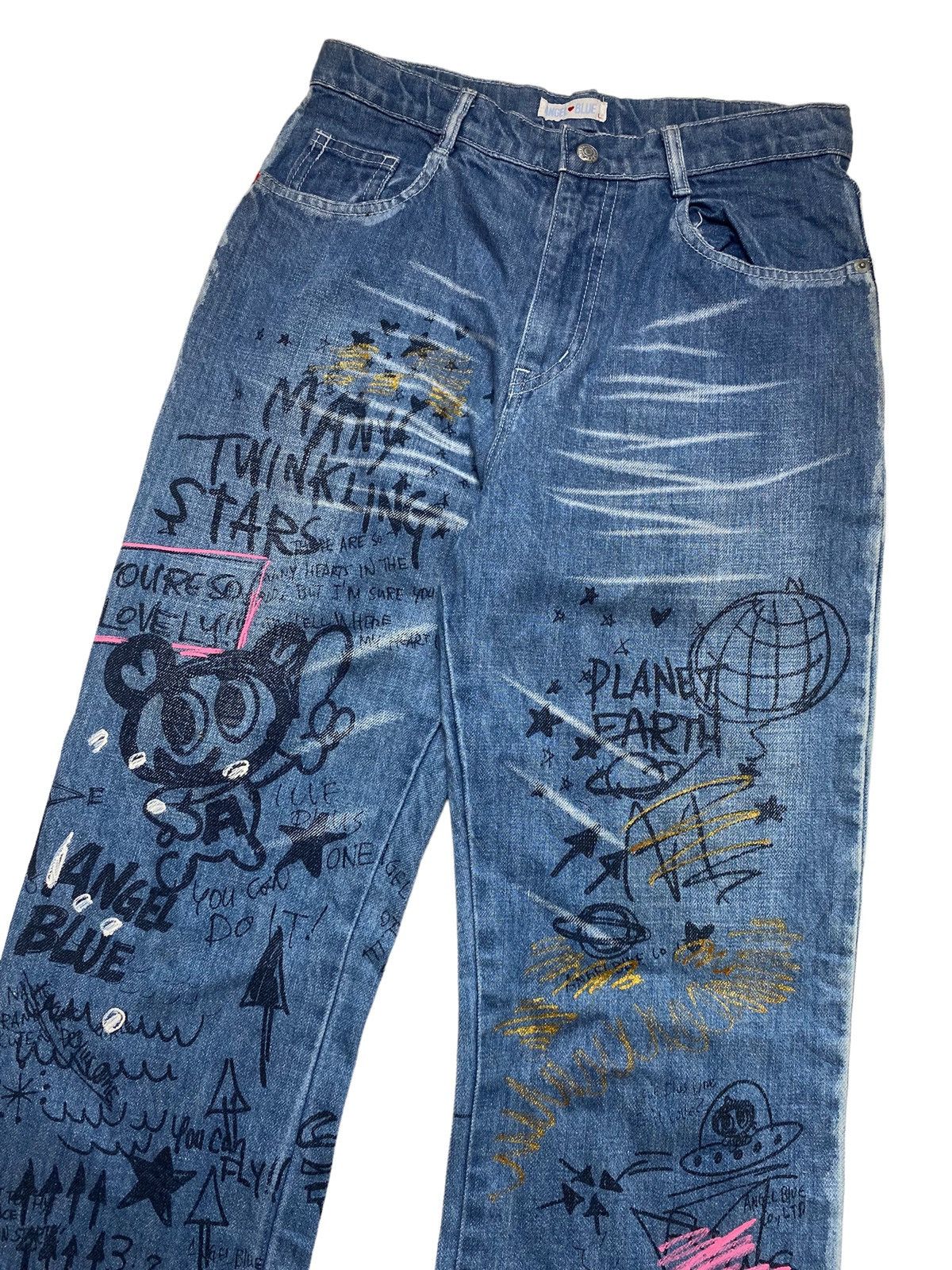 Angel Blue 1990s Angel Blue - Sketch Pen Denim Japanese Brand Size US 28 / EU 44 - 1 Thumbnail