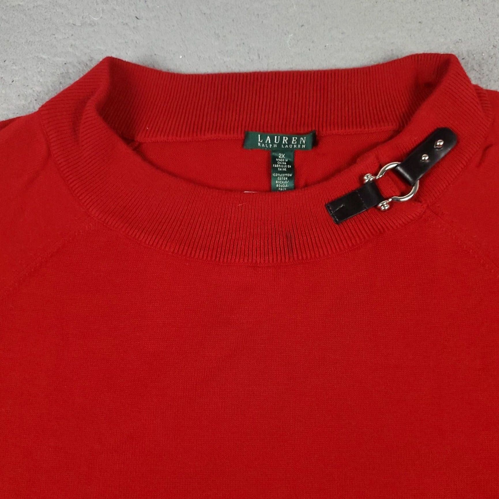 Ralph Lauren Ralph Lauren Women's Sweater Pullover 2X Red Casual Knit Zip Pockets Fall Winter Size XXL / US 16-18 / IT 52-54 - 2 Thumbnail