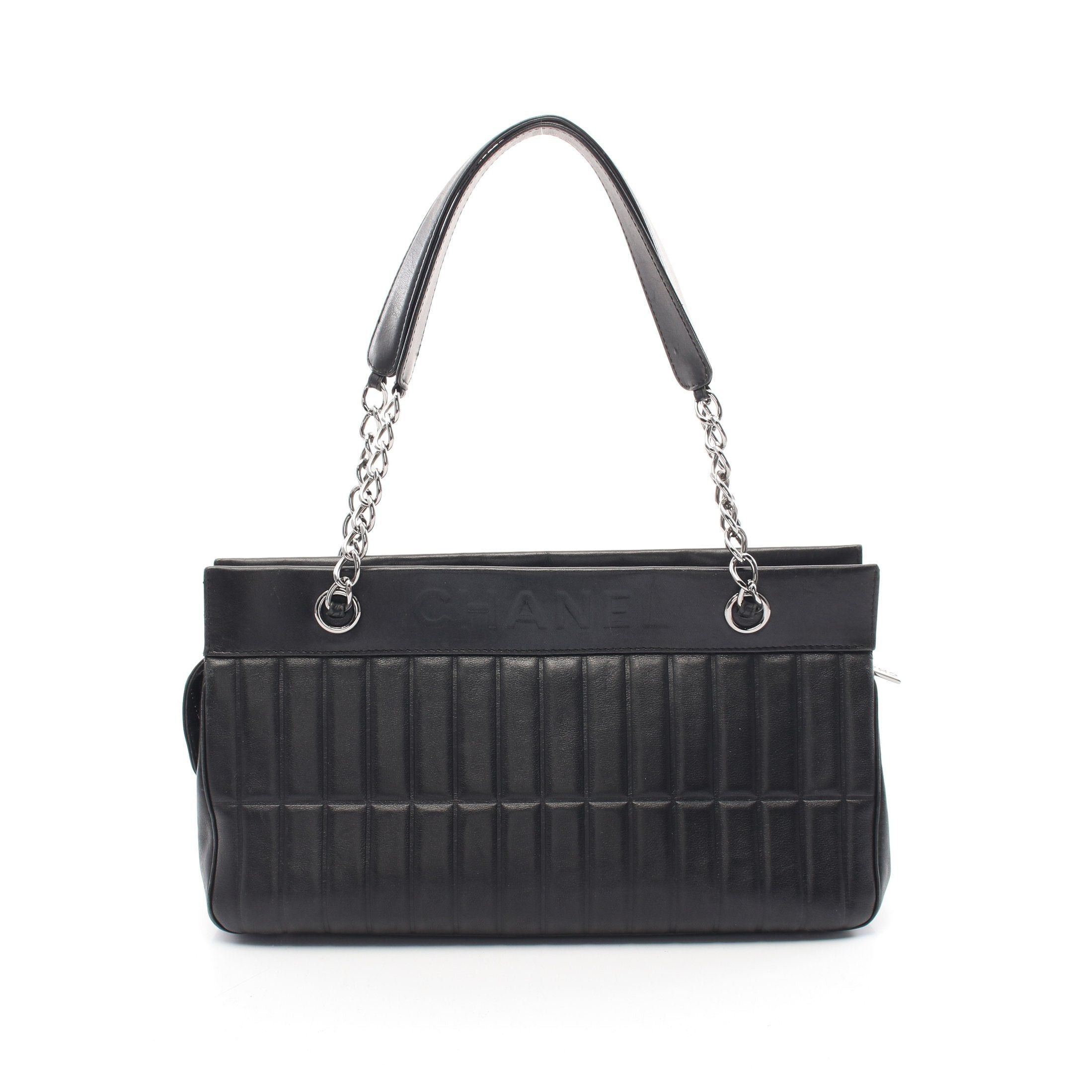Chanel Chanel Chocolate Bar Chain Handbag Tote Bag Lambskin Black Silver Hardware Size ONE SIZE - 1 Thumbnail