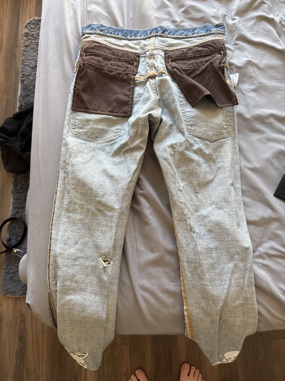 Mastermind Japan Mastermind Japan Distressed Skull Denim Jeans – Light Wash Size US 31 - 5 Thumbnail