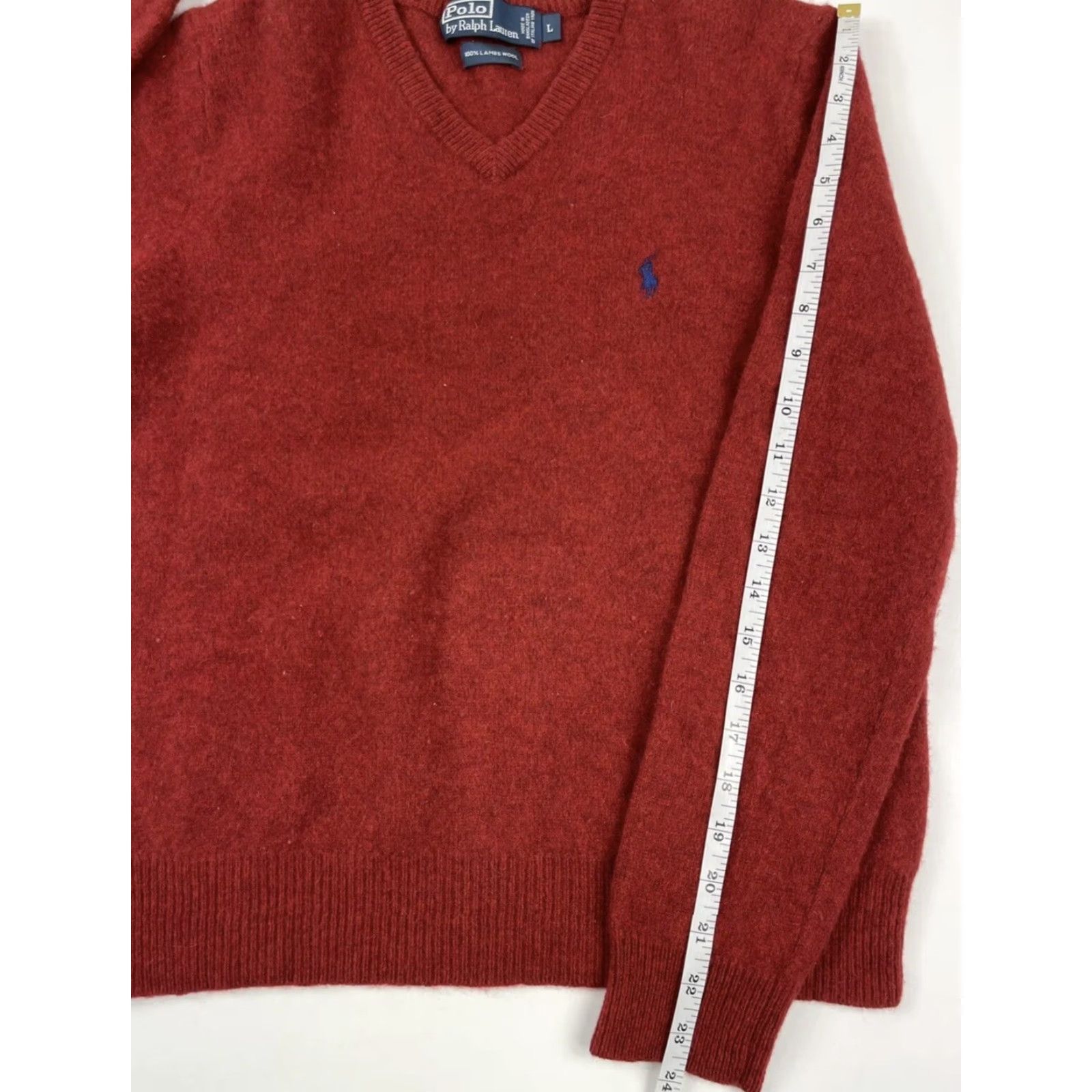 Polo Ralph Lauren Polo Ralph Lauren 90s Red Wool Sweater Mens L Pullover V-Neck Classic Retro Casual Size US L / EU 52-54 / 3 - 5 Thumbnail