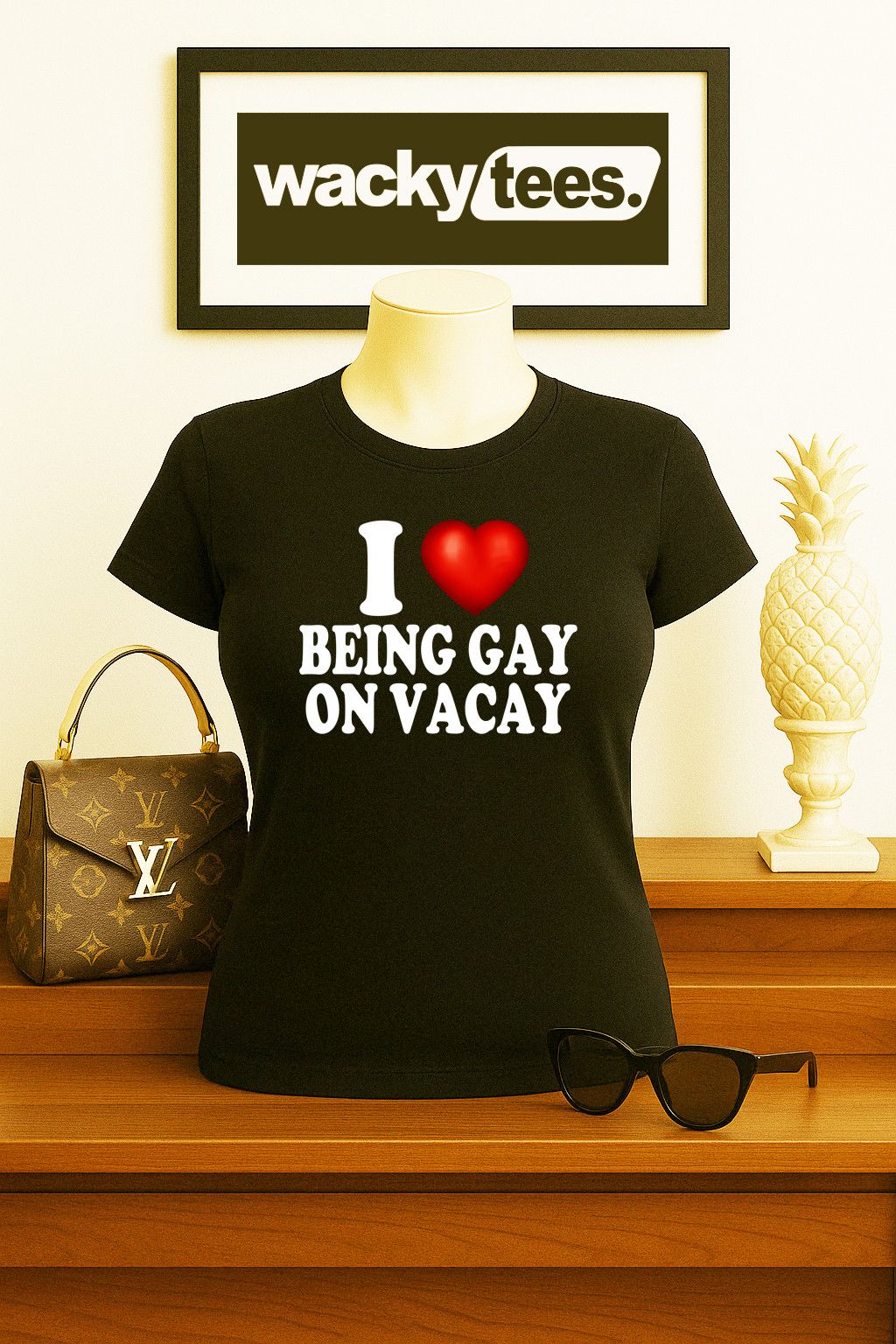 Other I Love Being Gay on Vacay I Heart LGBT Funny Adult Tee Shirt Size US L / EU 52-54 / 3 - 5 Thumbnail