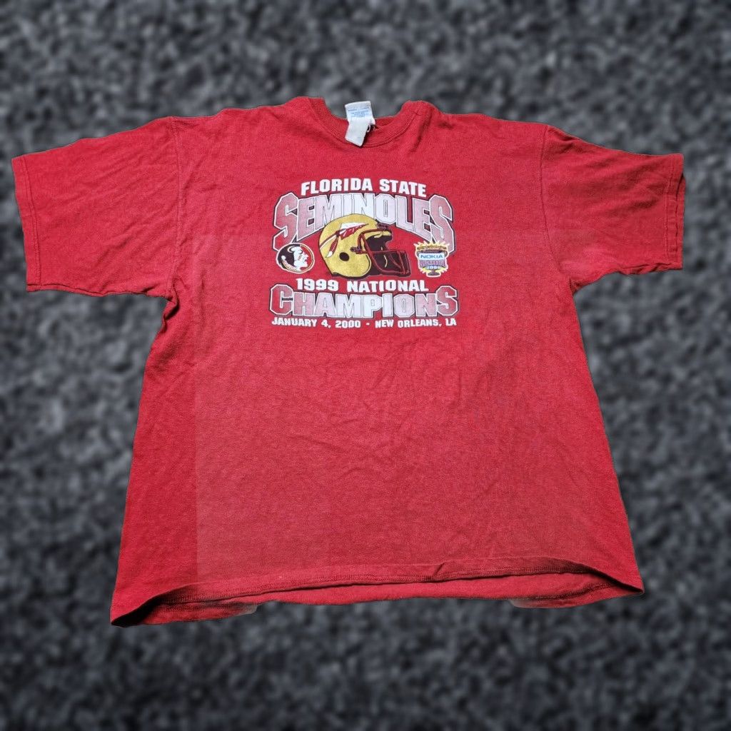 Champion VINTAGE Florida State Seminoles NATIONAL CHAMPIONS T Shirt Mens XL Red FSU Football 1999 90s Sugar Bowl Championship Shirt Size US XL / EU 56 / 4 - 1 Thumbnail