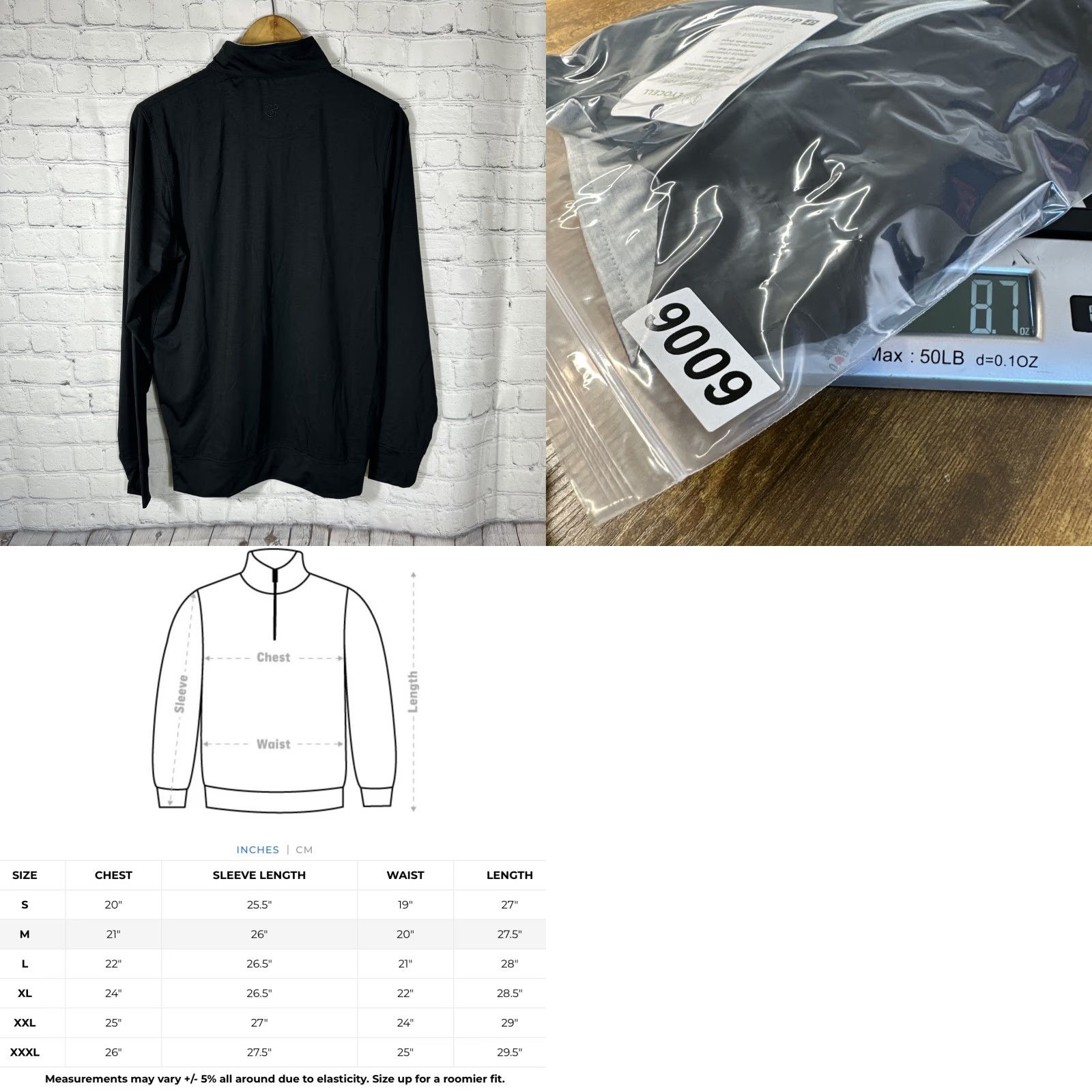 CO Collars & Co Golf Shirt Pullover 1/4 Zip Black Mens Shirt Long Sleeve Knit Size US S / EU 44-46 / 1 - 8 Thumbnail
