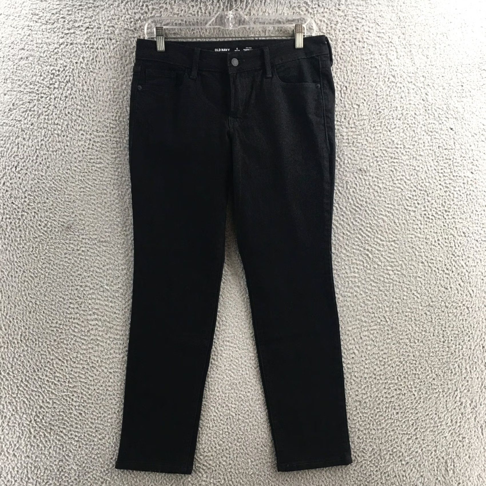 Old Navy Old Navy Jeans Womens 6 Petite Slim Straight Black Mid Rise Zip Fly Casual Denim Pants Size 24" / US 00 / IT 34 - 2 Thumbnail