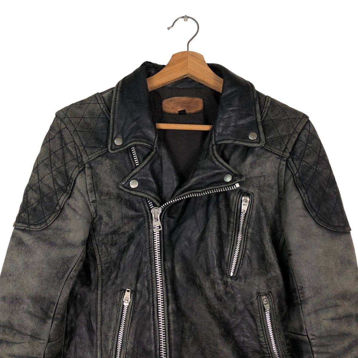 Genuine Leather 🔥VINTAGE FLY LEATHER JACKET CAFE RACER DOUBLE BREAST Size US S / EU 44-46 / 1 - 3 Thumbnail