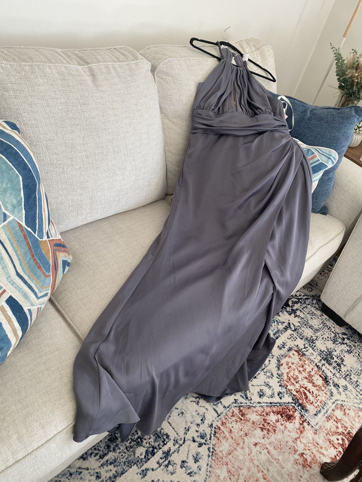 Designer Galina Signature bridesmaid Chain Halter Satin Sheath Dres Size M / US 6-8 / IT 42-44 - 10 Thumbnail