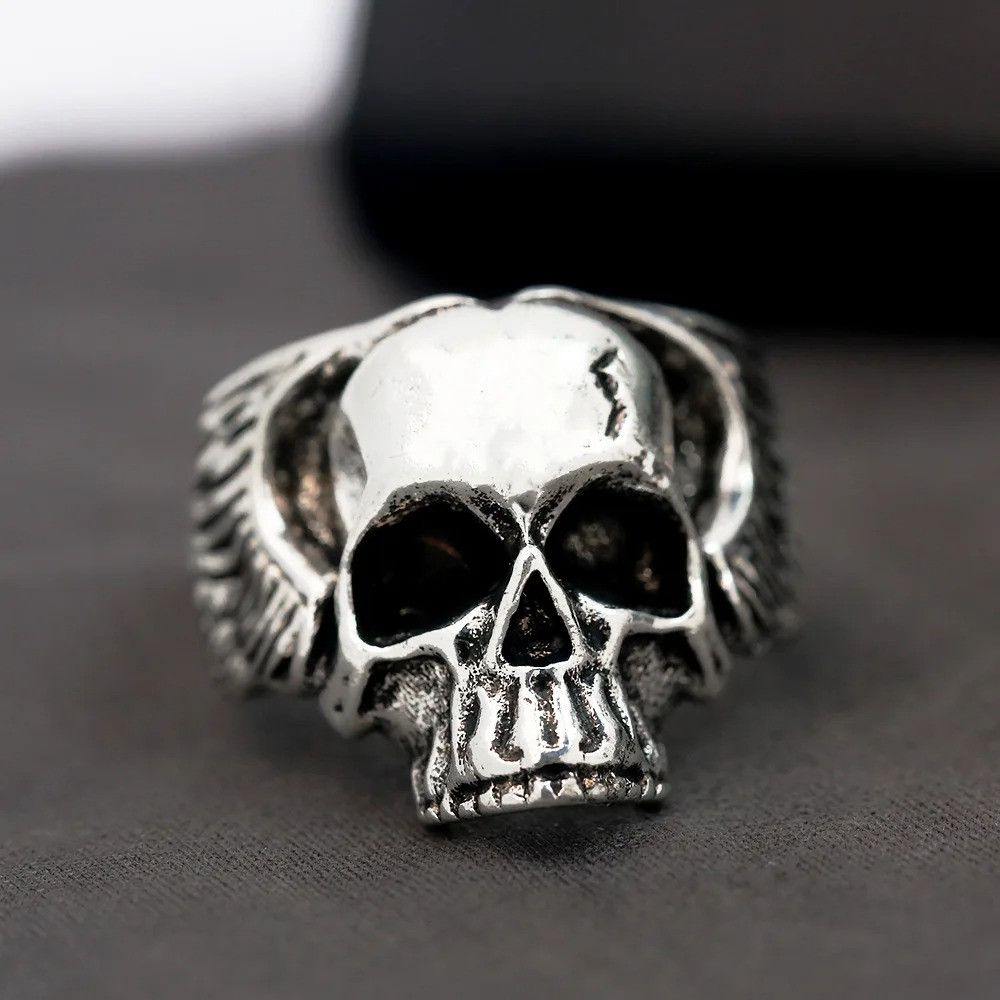 Japanese Brand × Jewelry × Vintage Retro Wings Skull Ring Size ONE SIZE - 4 Thumbnail