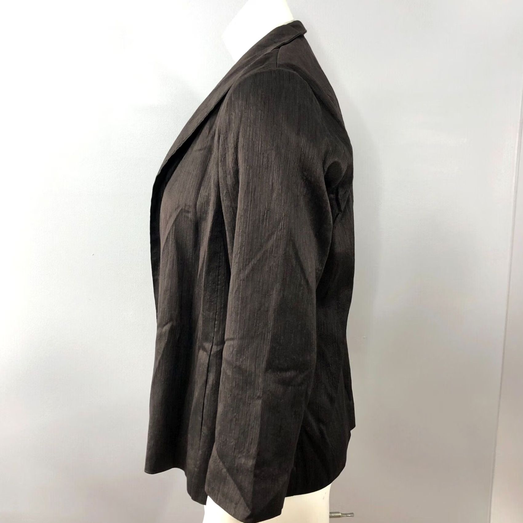 Eileen Fisher Eileen Fisher Blazer Style Jacket Lightweight Silk Cardigan Front Open Small Brown Women's S Long Sleeve Button Closure Mid-Length Vintage No Size S / US 4 / IT 40 - 3 Thumbnail