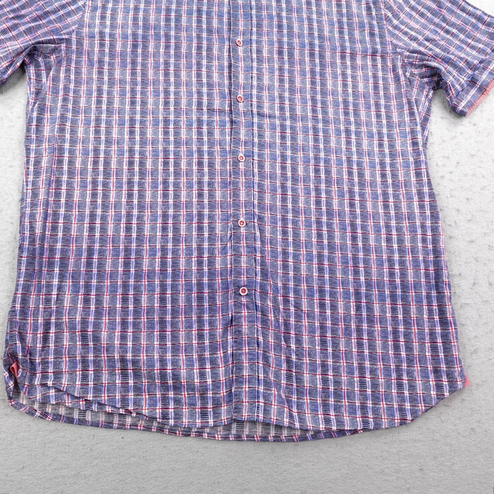 Luchiano Visconti VINTAGE Luchiano Visconti Shirt Men XL Blue Red Plaid Short Sleeve Button-Up Casual Size US XL / EU 56 / 4 - 3 Thumbnail